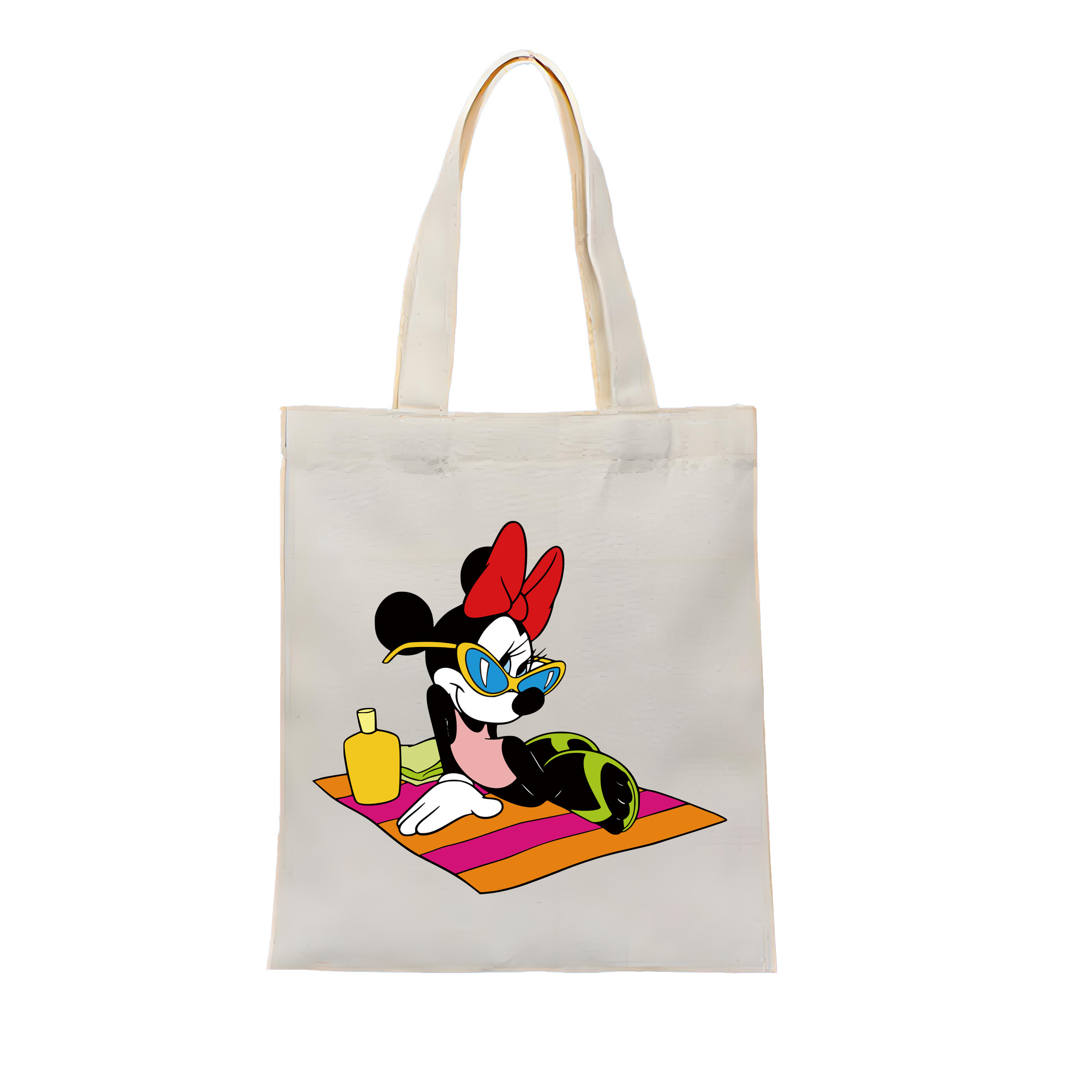 （画像用） ミッキーマウス Mickey Mouse 縦型キャンバス生地手提げバッグ　トートバッグ