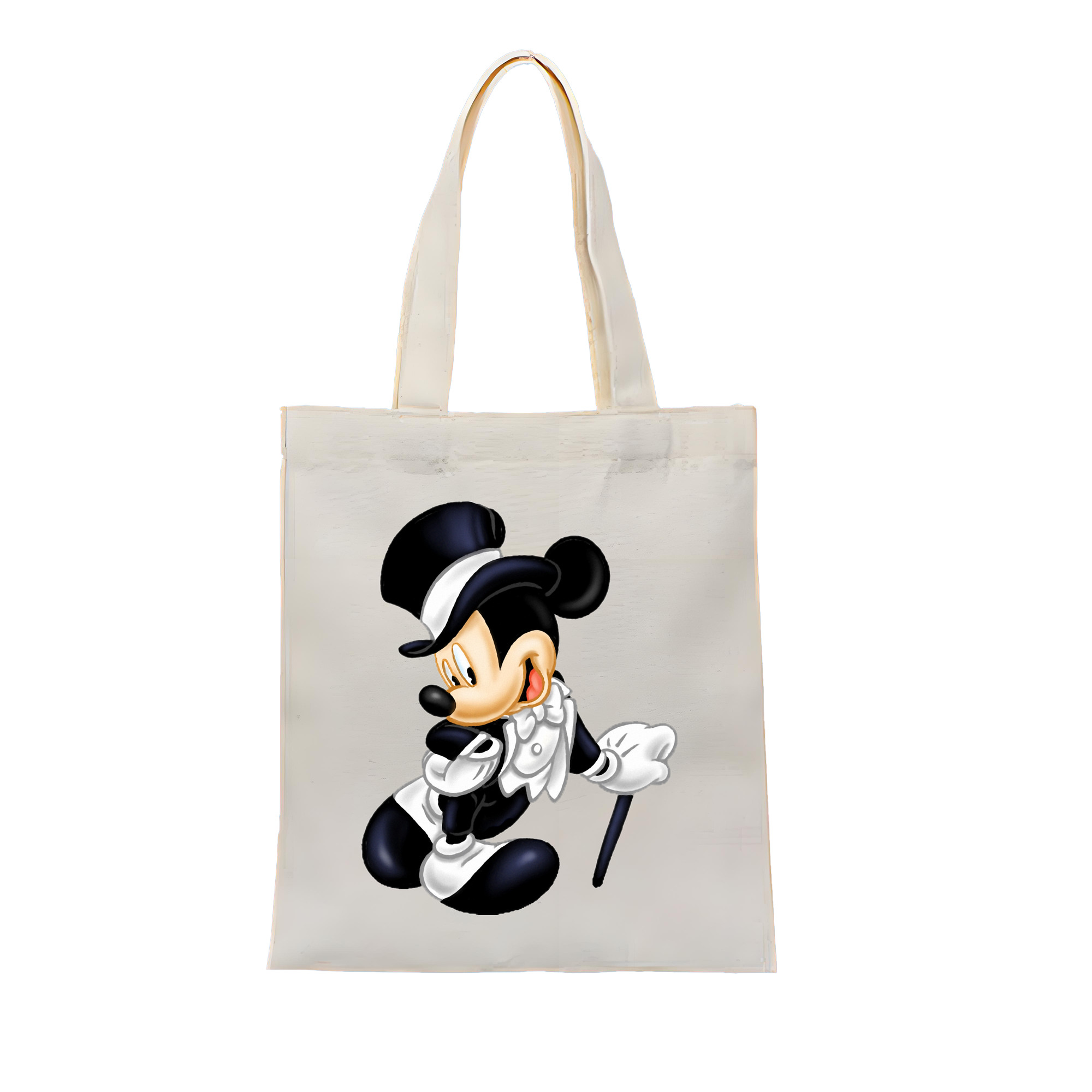 （画像用） ミッキーマウス Mickey Mouse 縦型キャンバス生地手提げバッグ　トートバッグ