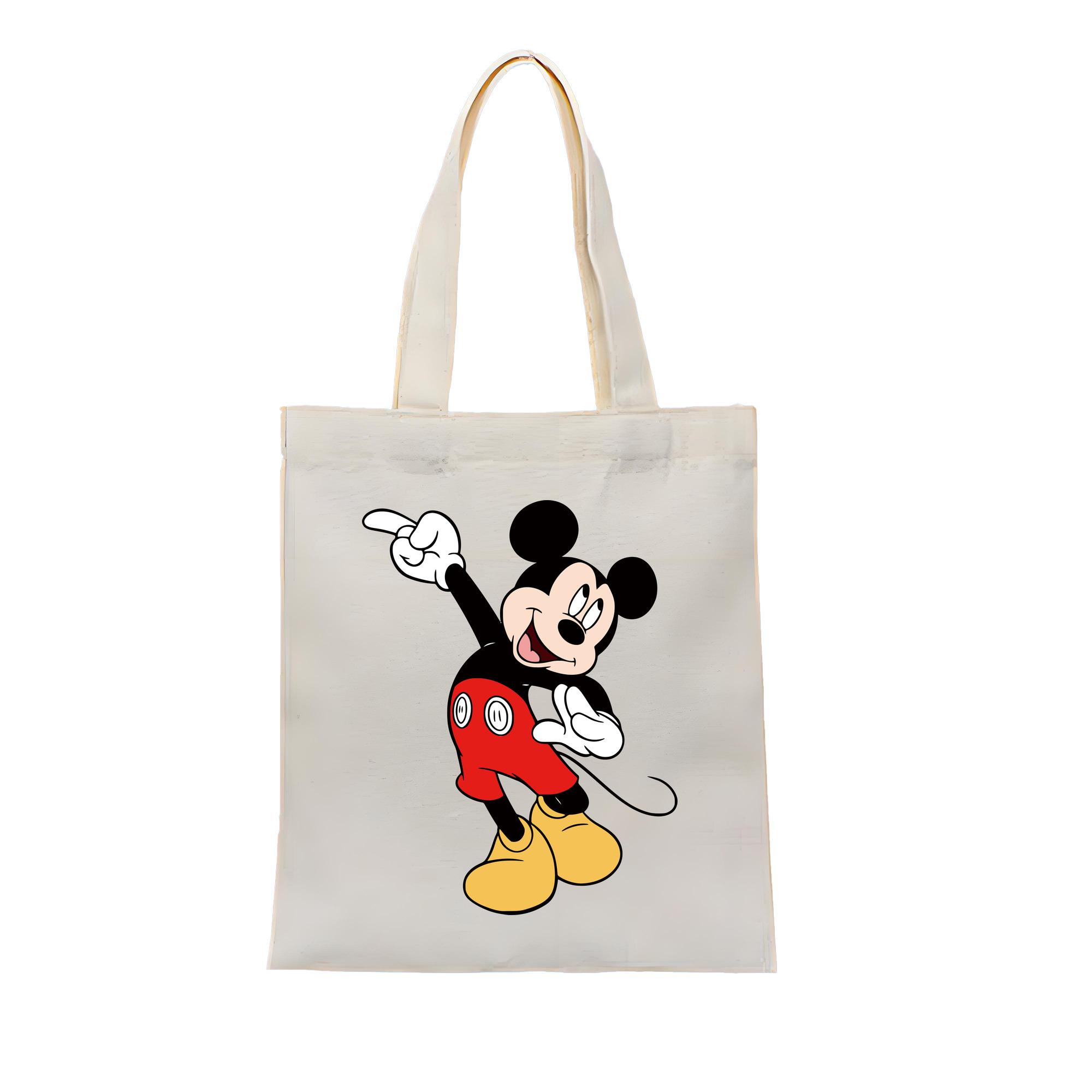 （画像用） ミッキーマウス Mickey Mouse 縦型キャンバス生地手提げバッグ　トートバッグ