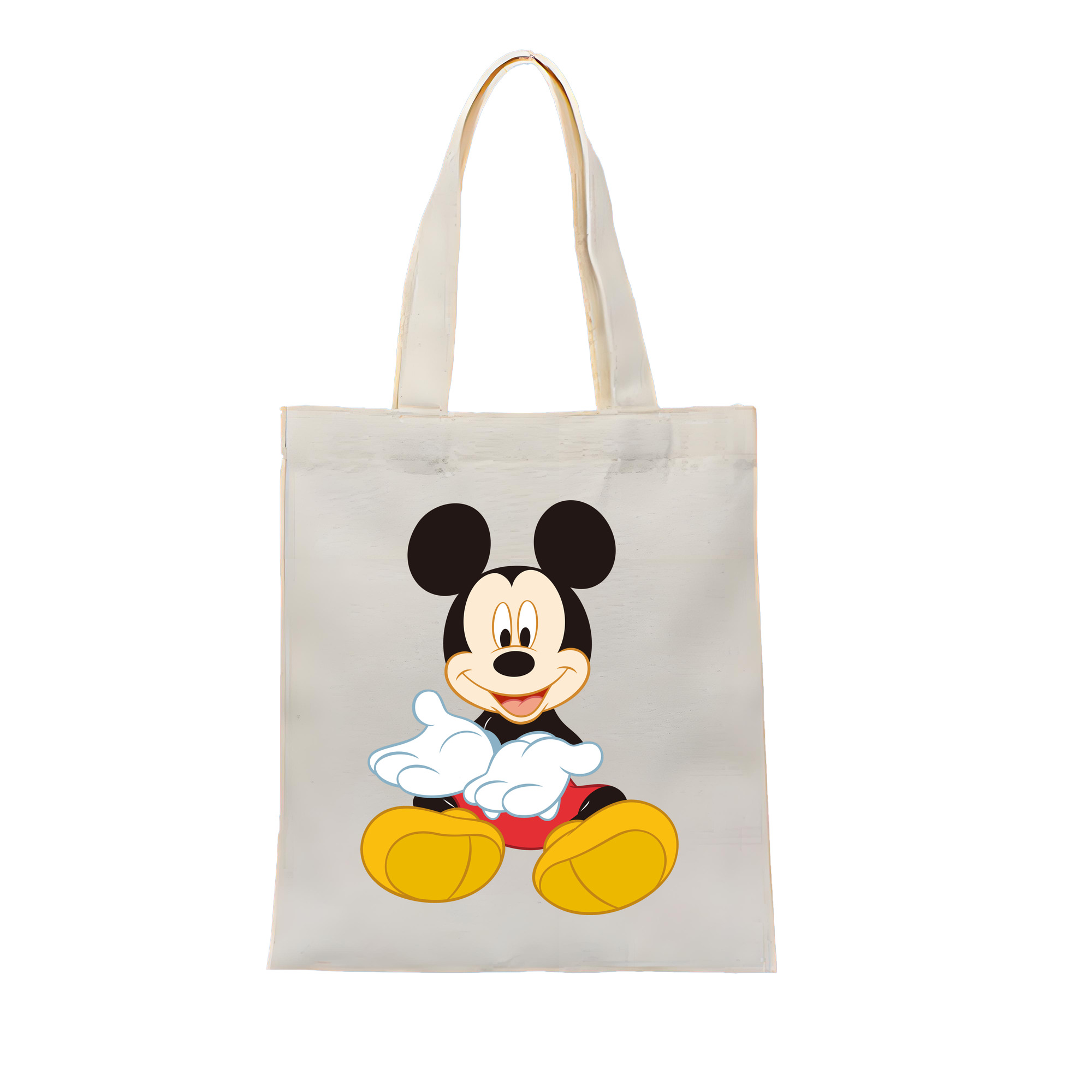 （画像用） ミッキーマウス Mickey Mouse 縦型キャンバス生地手提げバッグ　トートバッグ