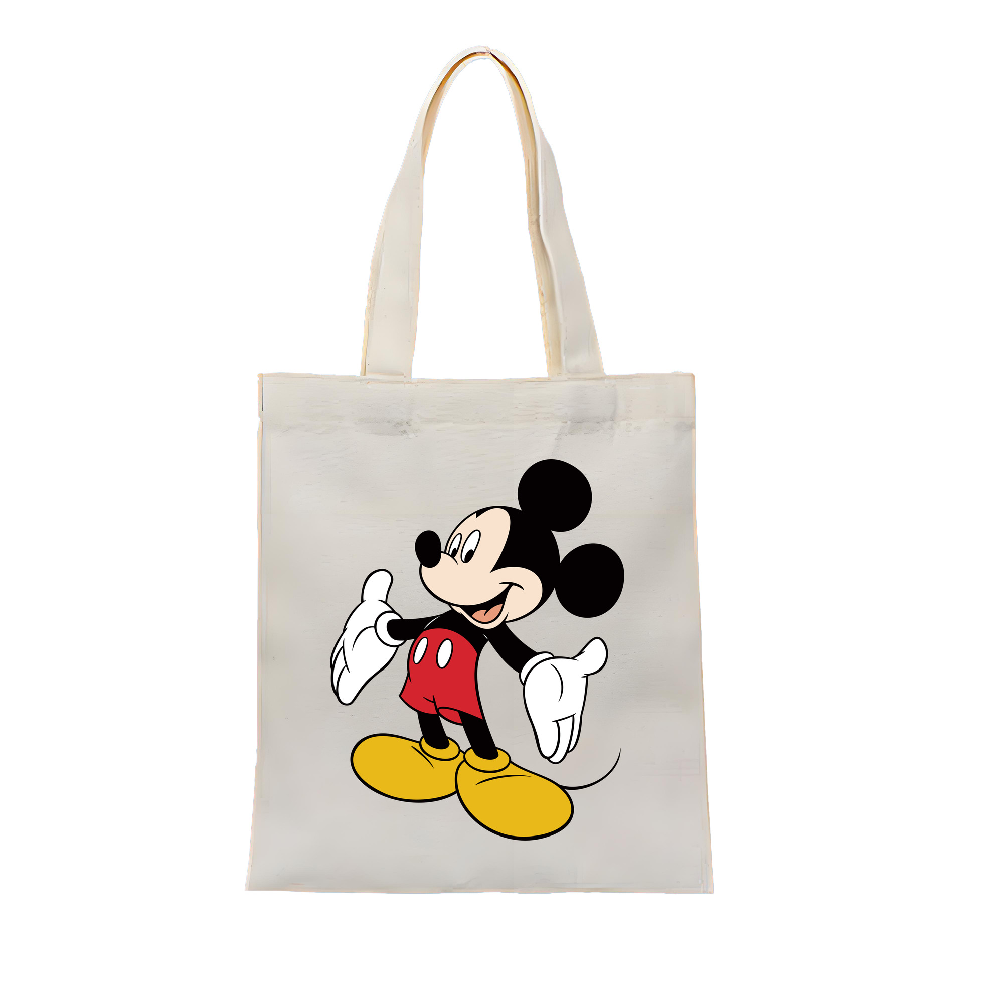 （画像用） ミッキーマウス Mickey Mouse 縦型キャンバス生地手提げバッグ　トートバッグ
