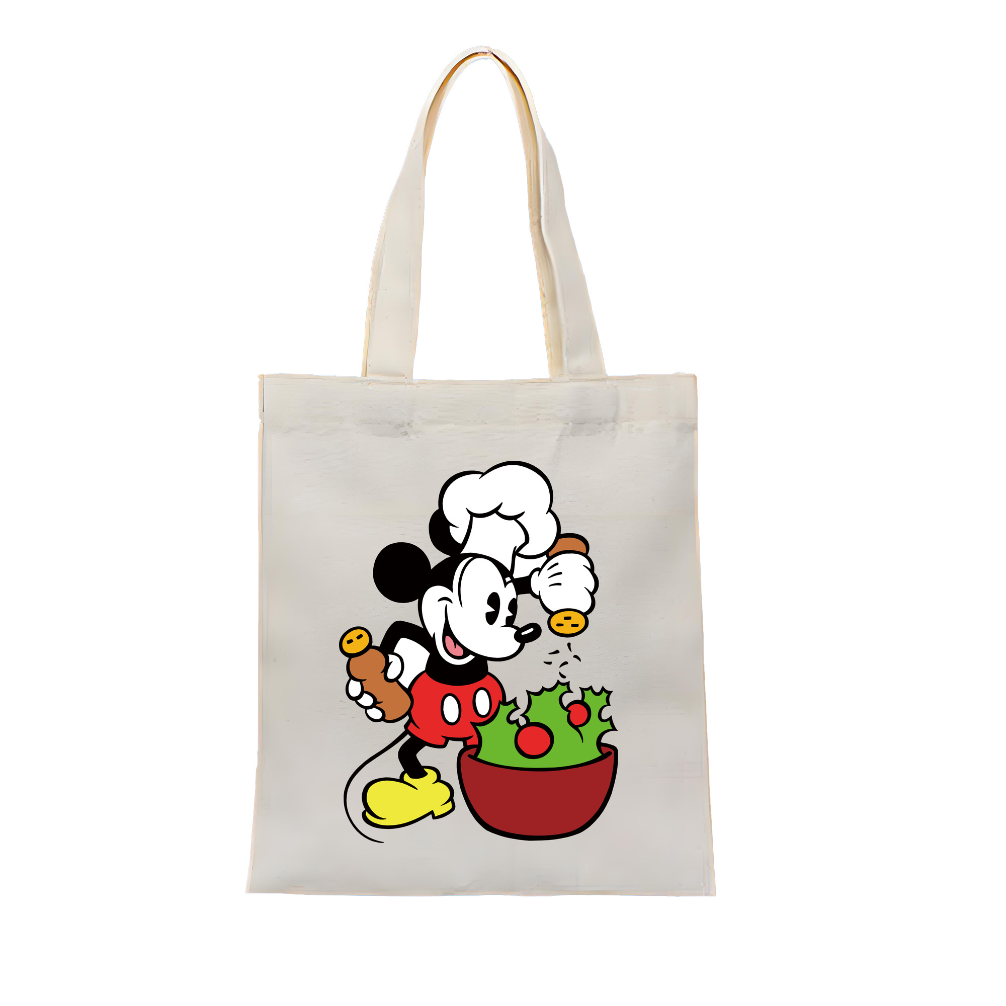 （画像用） ミッキーマウス Mickey Mouse 縦型キャンバス生地手提げバッグ　トートバッグ