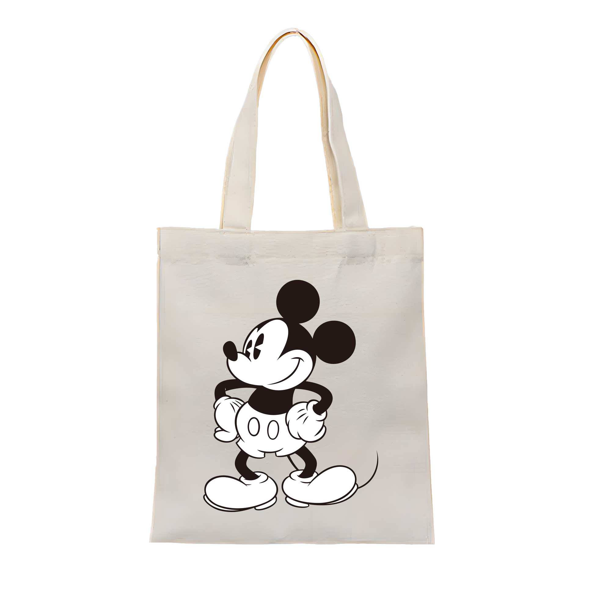 （画像用） ミッキーマウス Mickey Mouse 縦型キャンバス生地手提げバッグ　トートバッグ