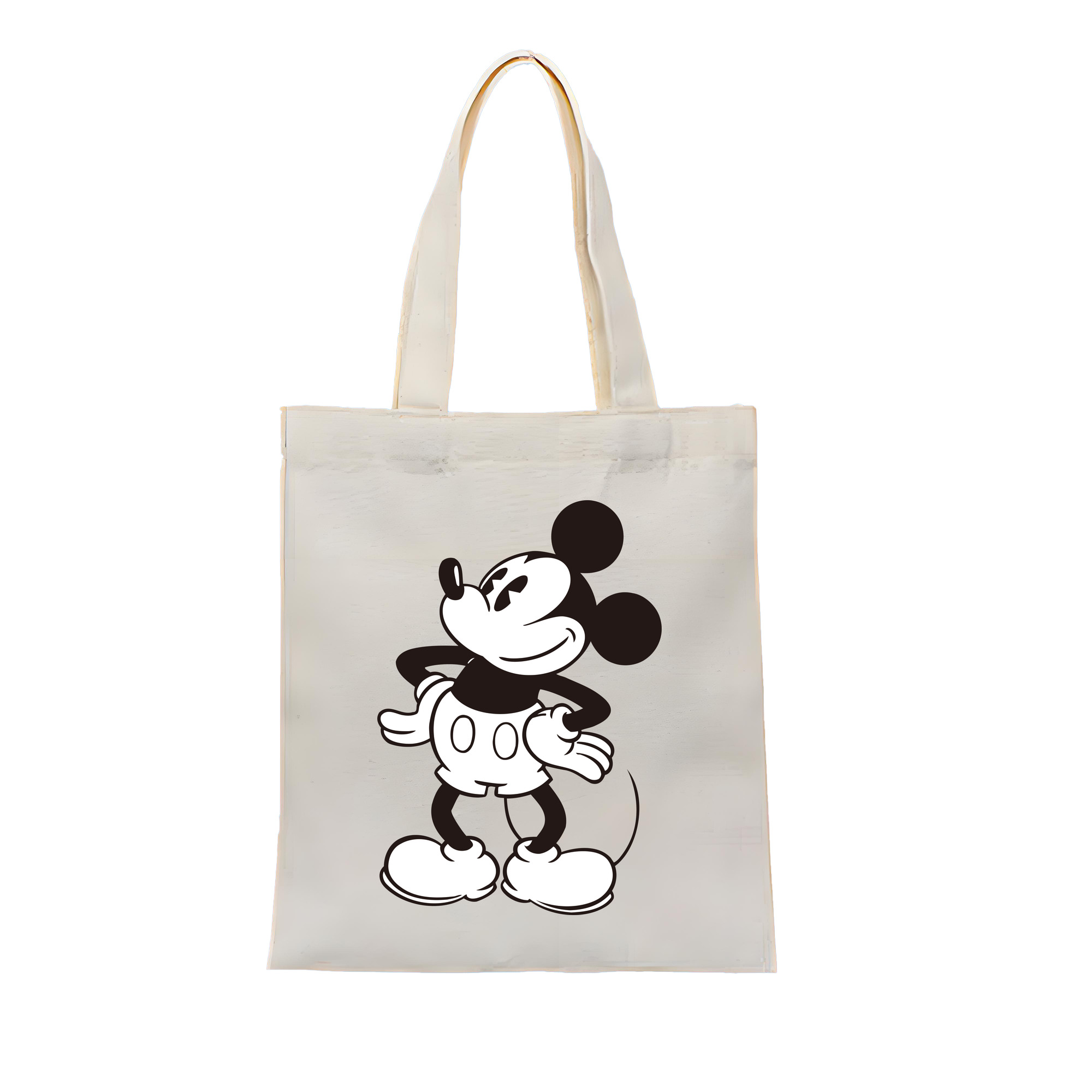 （画像用） ミッキーマウス Mickey Mouse 縦型キャンバス生地手提げバッグ　トートバッグ