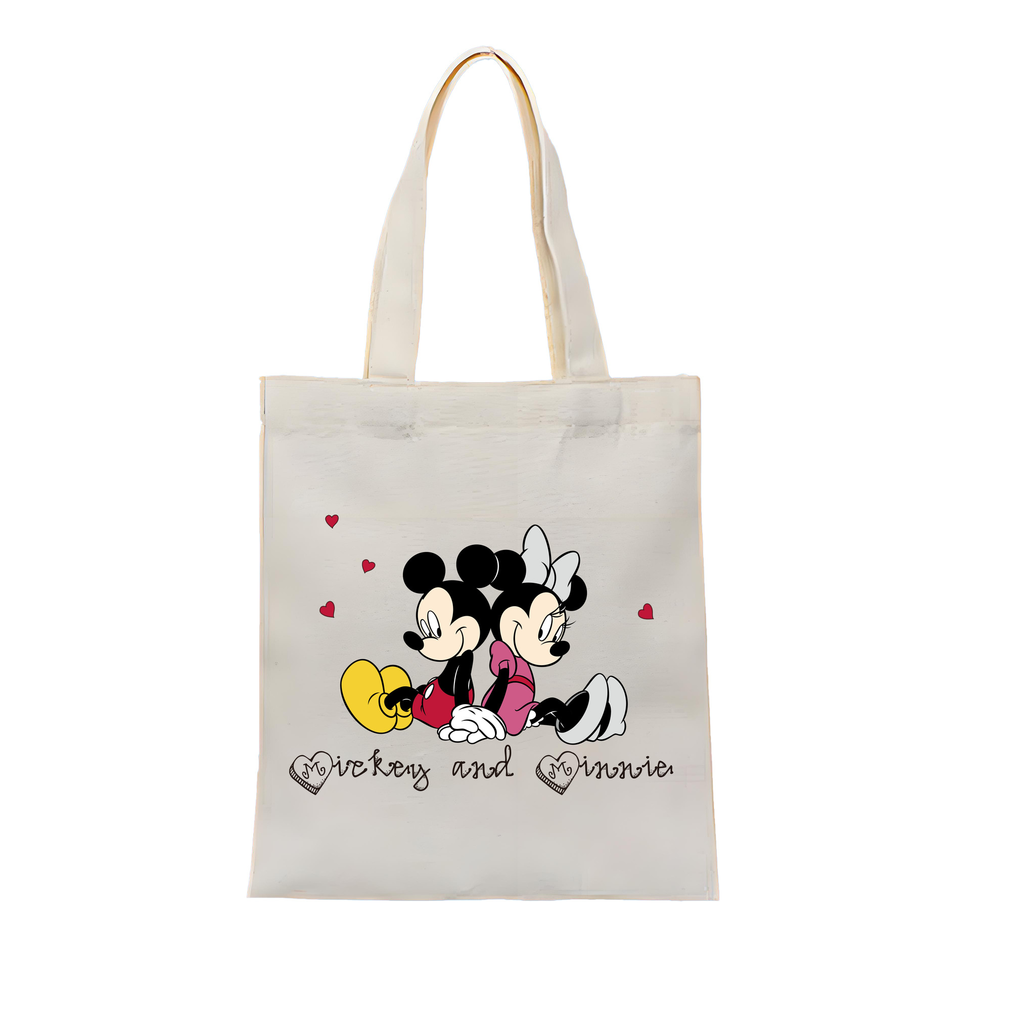 （画像用） ミッキーマウス Mickey Mouse 縦型キャンバス生地手提げバッグ　トートバッグ