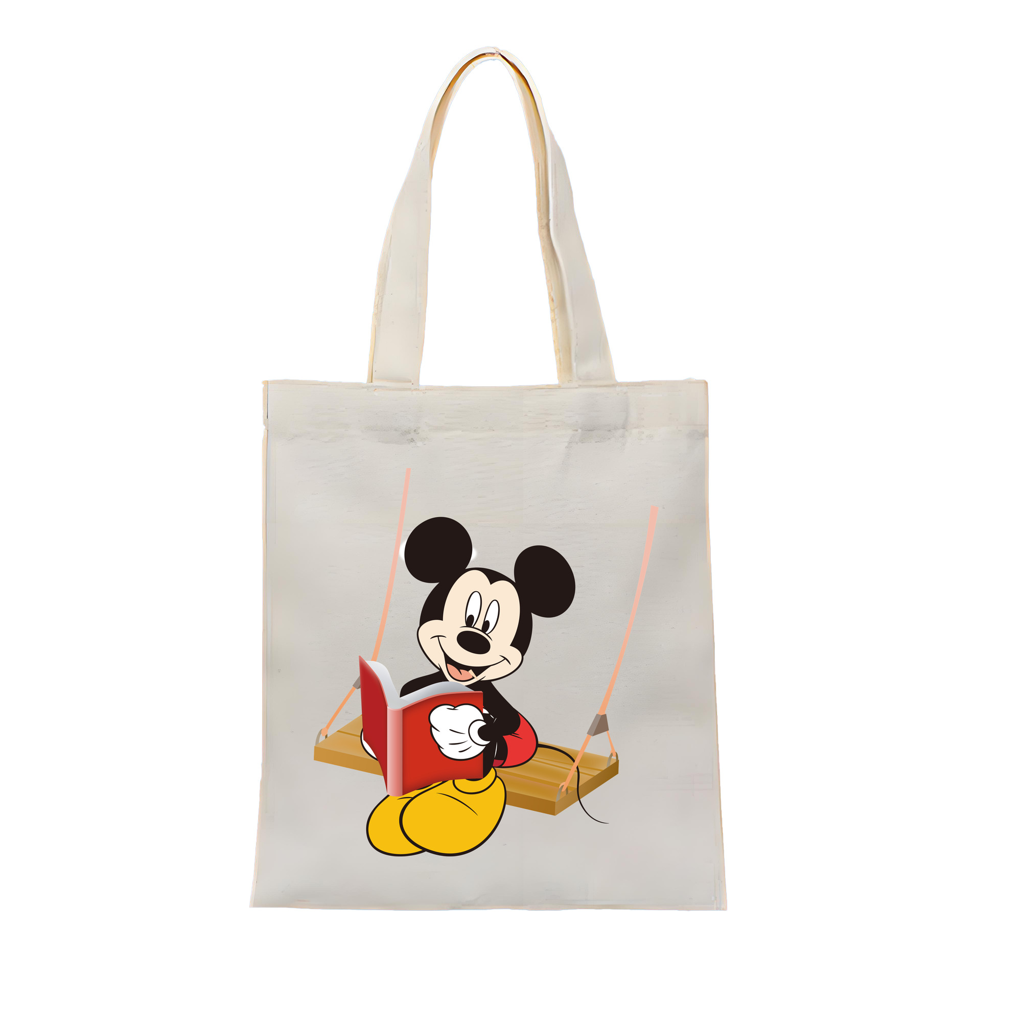 ミッキーマウス Mickey Mouse 縦型キャンバス生地手提げバッグ　トートバッグ