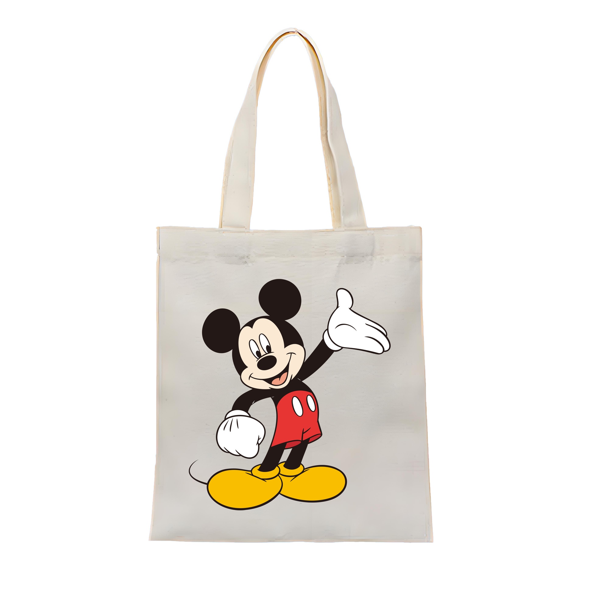 （画像用） ミッキーマウス Mickey Mouse 縦型キャンバス生地手提げバッグ　トートバッグ