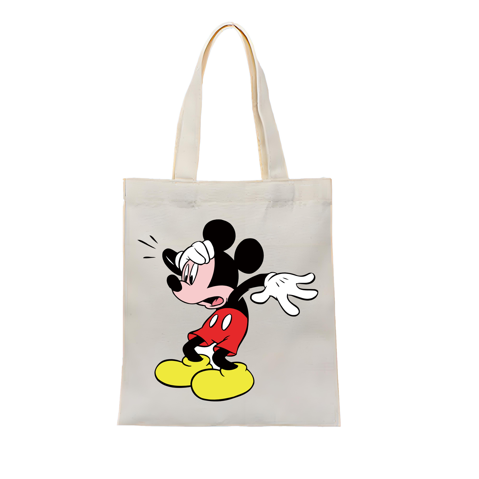 （画像用） ミッキーマウス Mickey Mouse 縦型キャンバス生地手提げバッグ　トートバッグ