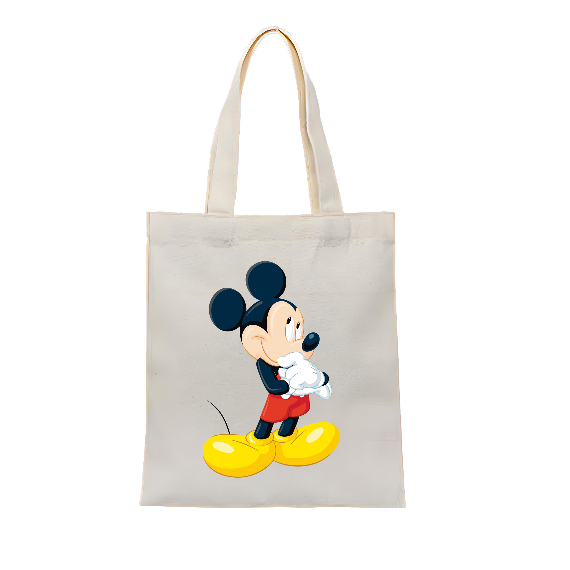 （画像用） ミッキーマウス Mickey Mouse 縦型キャンバス生地手提げバッグ　トートバッグ