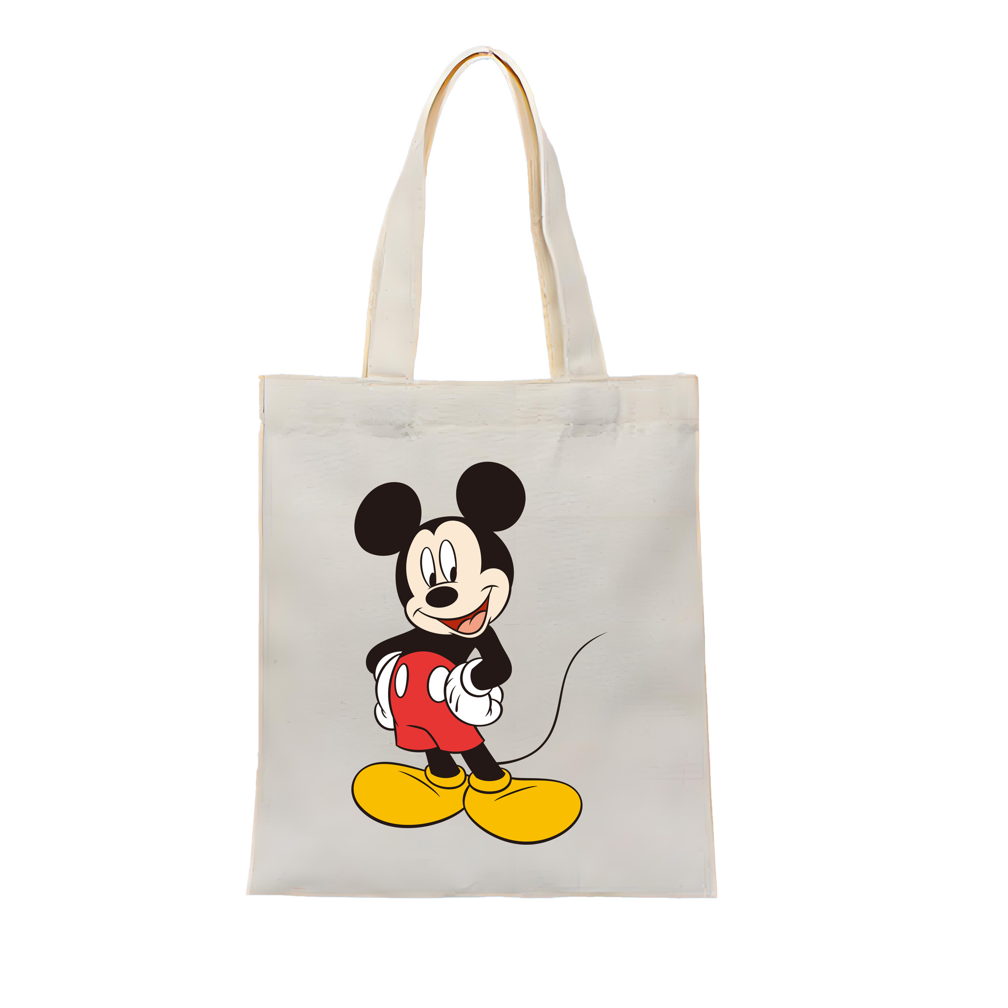（画像用） ミッキーマウス Mickey Mouse 縦型キャンバス生地手提げバッグ　トートバッグ