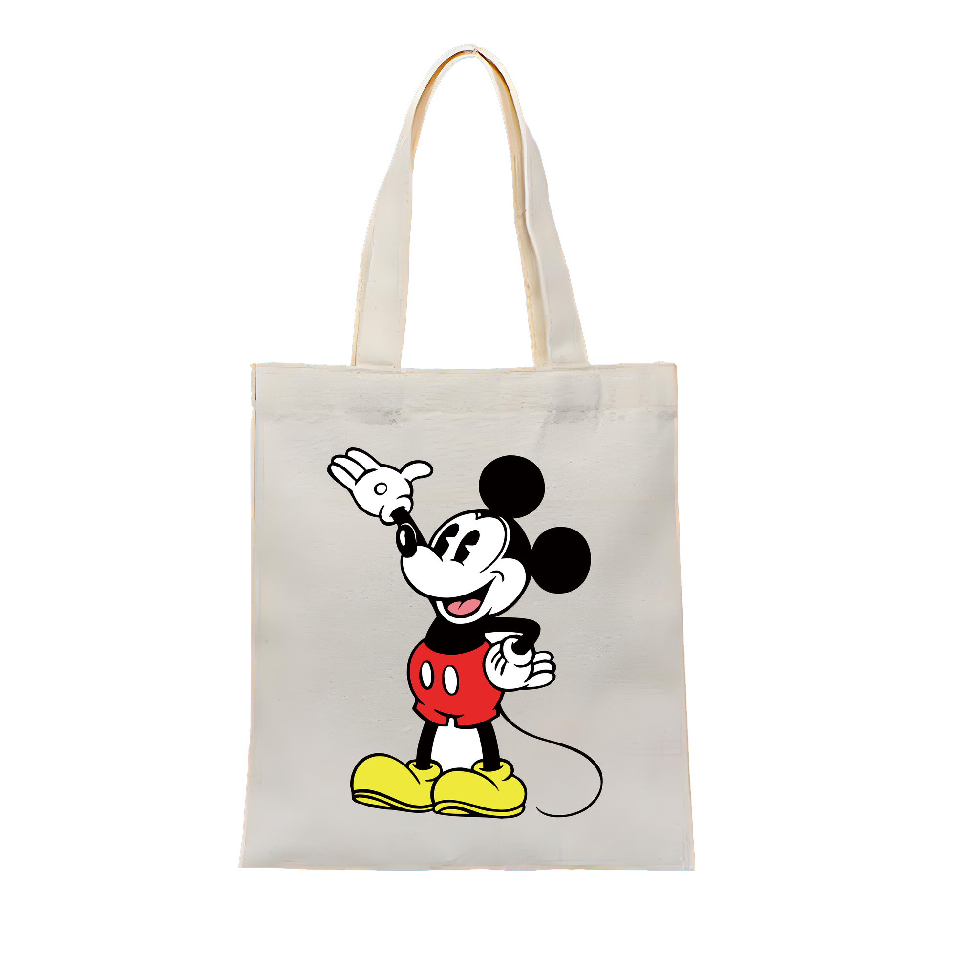 （画像用） ミッキーマウス Mickey Mouse 縦型キャンバス生地手提げバッグ　トートバッグ