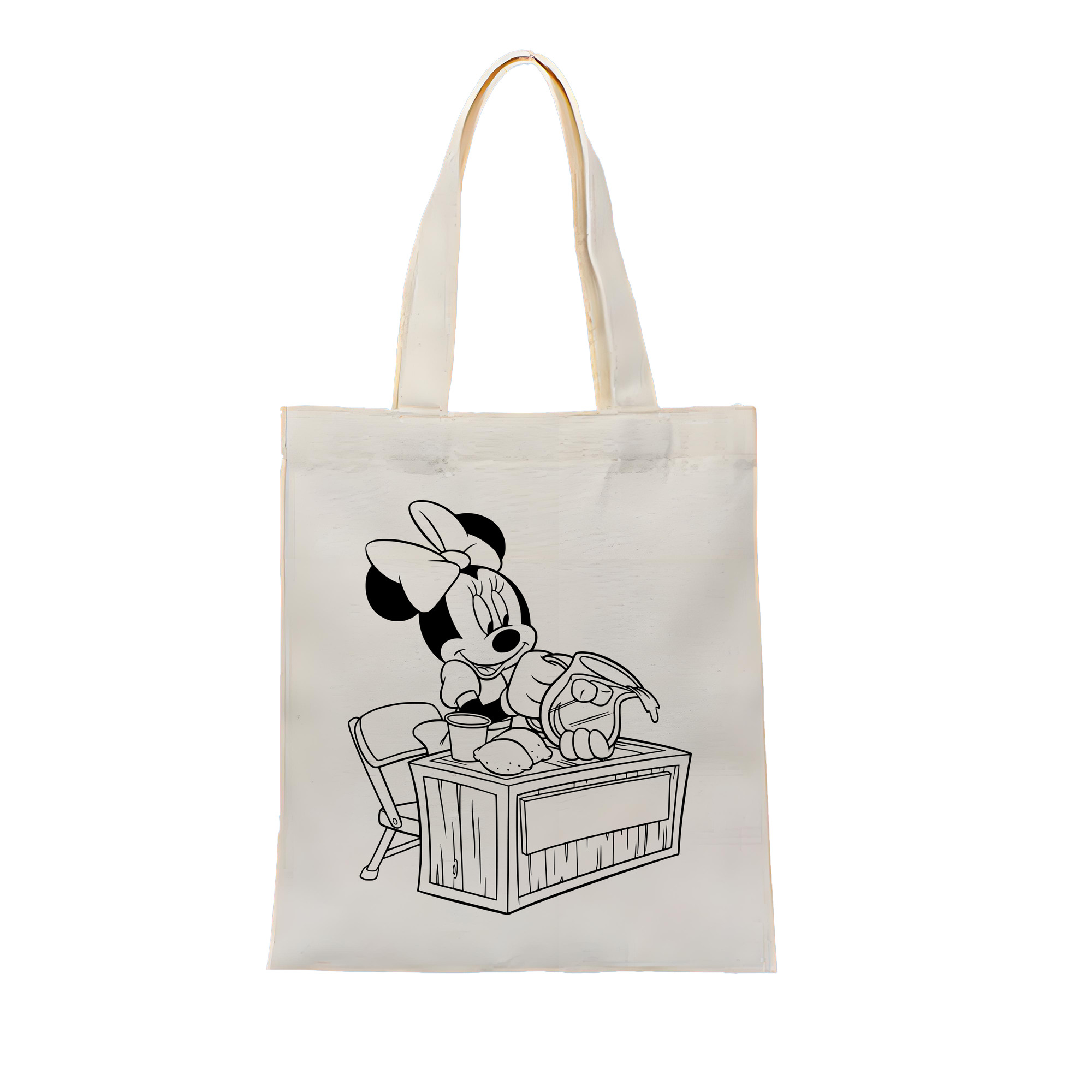 （画像用） ミッキーマウス Mickey Mouse 縦型キャンバス生地手提げバッグ　トートバッグ