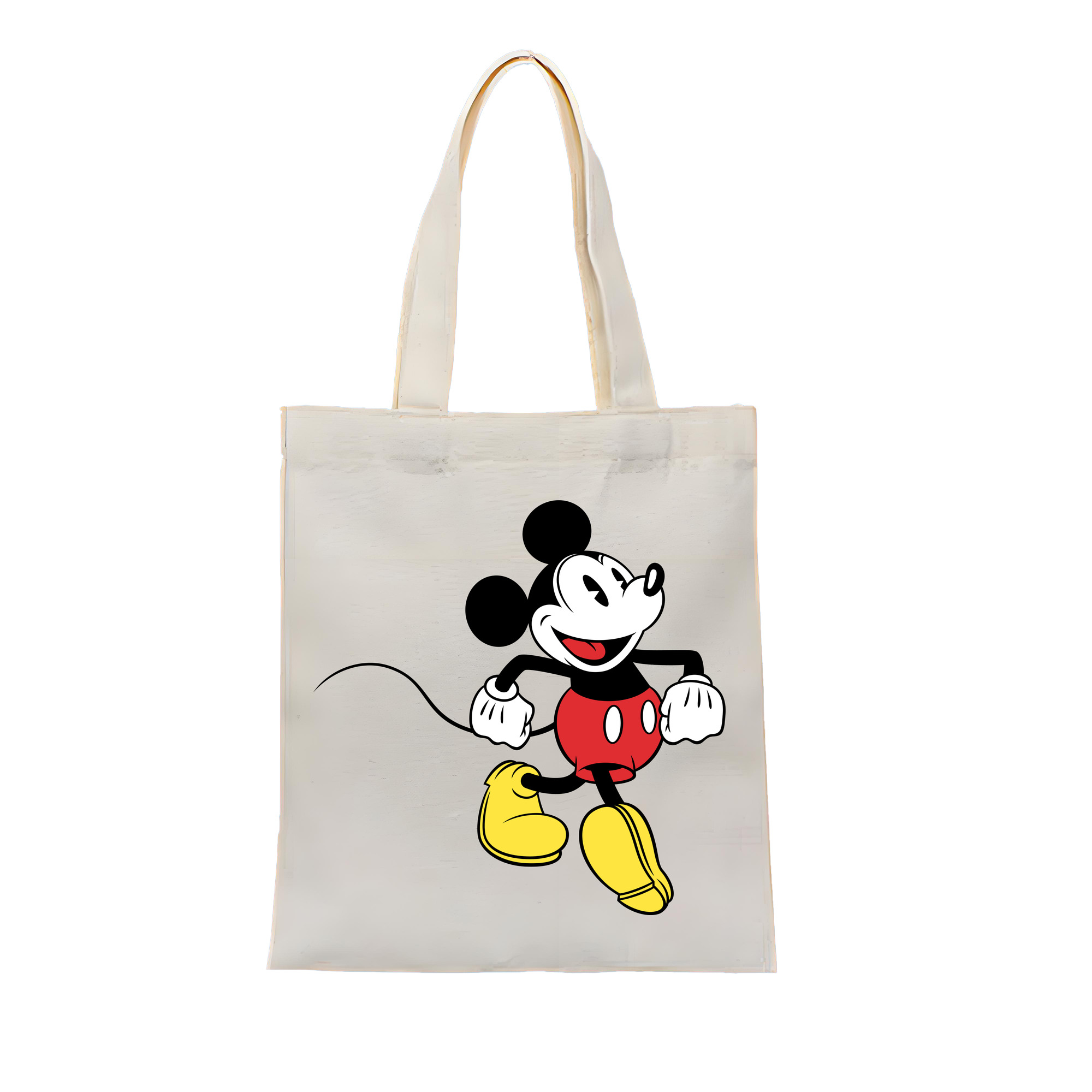 （画像用） ミッキーマウス Mickey Mouse 縦型キャンバス生地手提げバッグ　トートバッグ