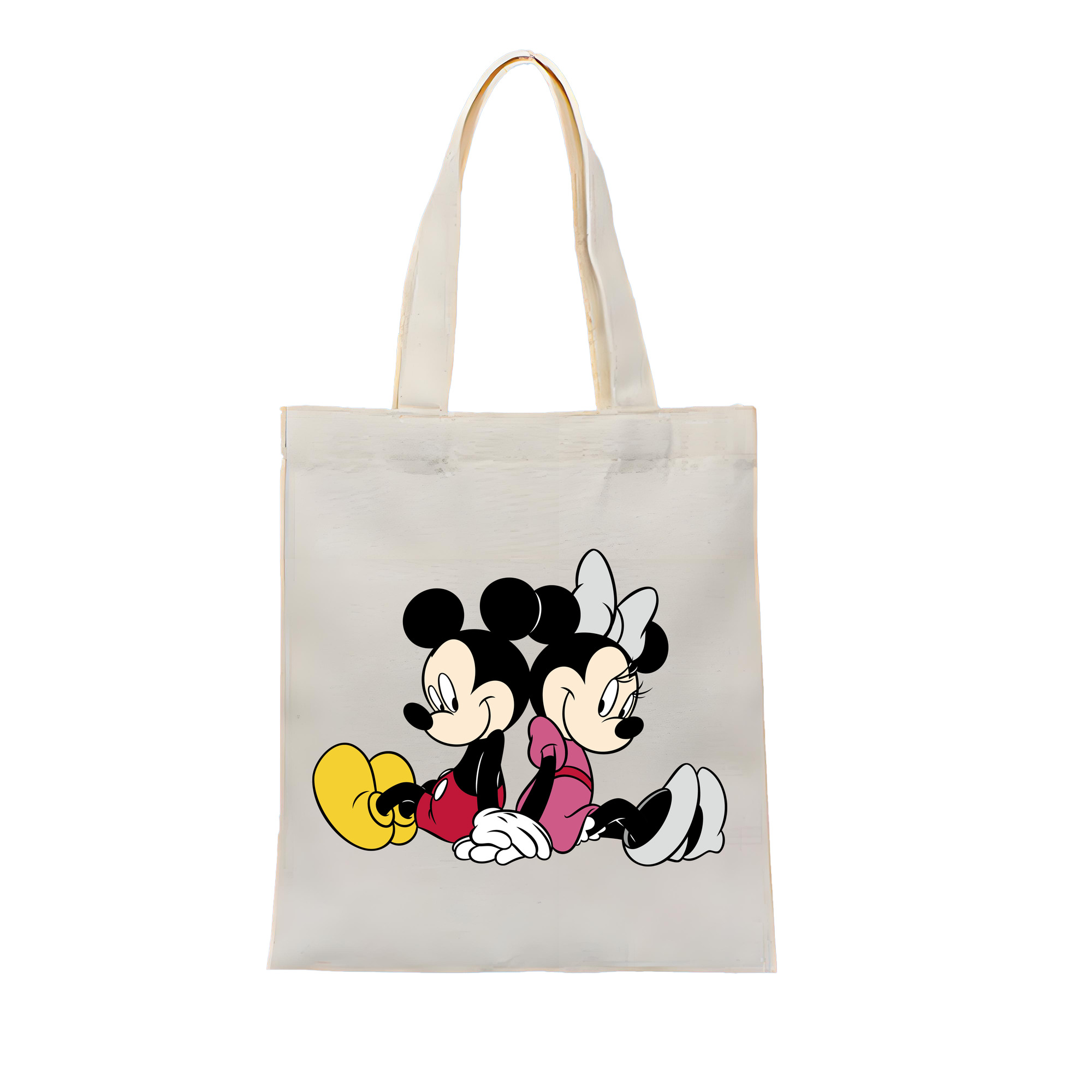 （画像用） ミッキーマウス Mickey Mouse 縦型キャンバス生地手提げバッグ　トートバッグ