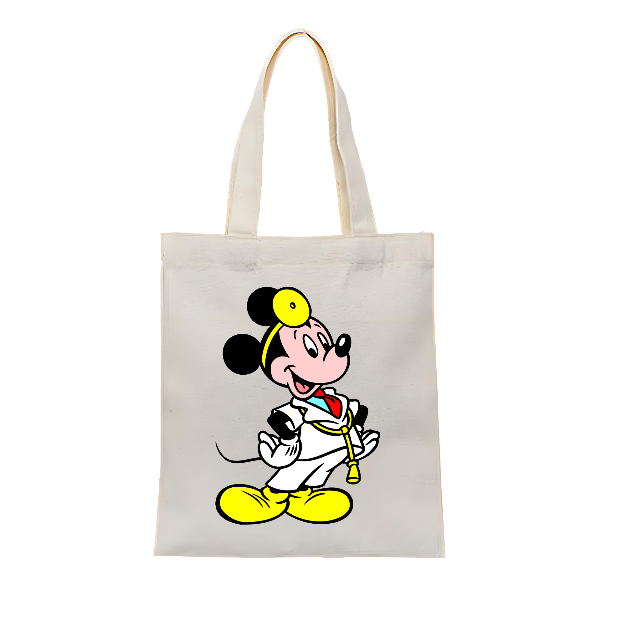 （画像用） ミッキーマウス Mickey Mouse 縦型キャンバス生地手提げバッグ　トートバッグ