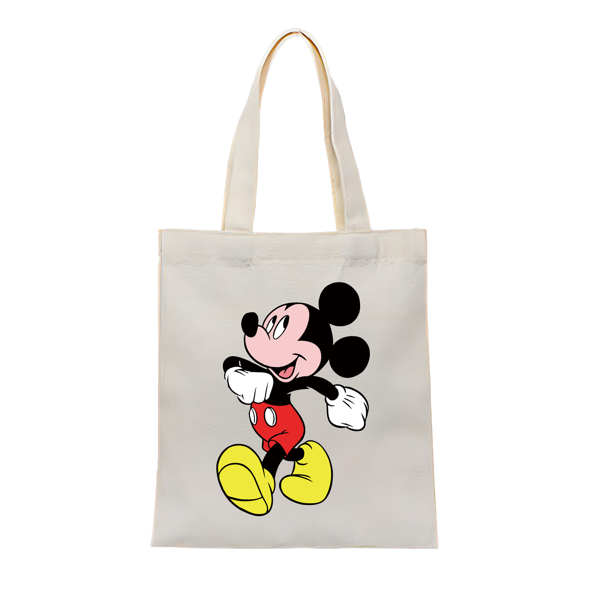 （画像用） ミッキーマウス Mickey Mouse 縦型キャンバス生地手提げバッグ　トートバッグ