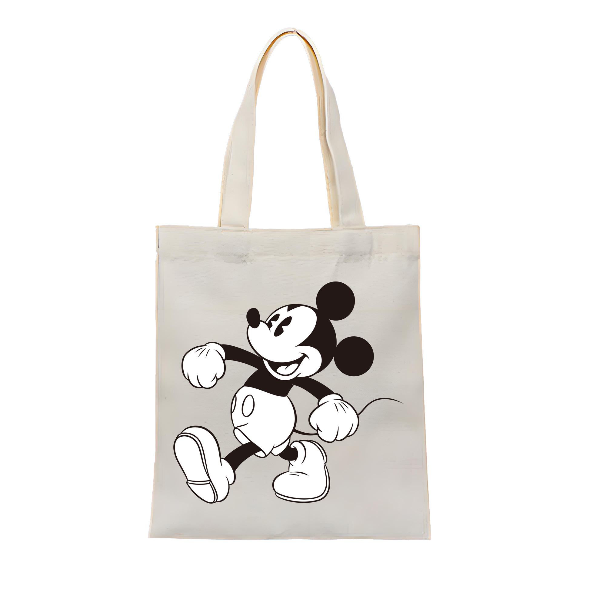 （画像用） ミッキーマウス Mickey Mouse 縦型キャンバス生地手提げバッグ　トートバッグ