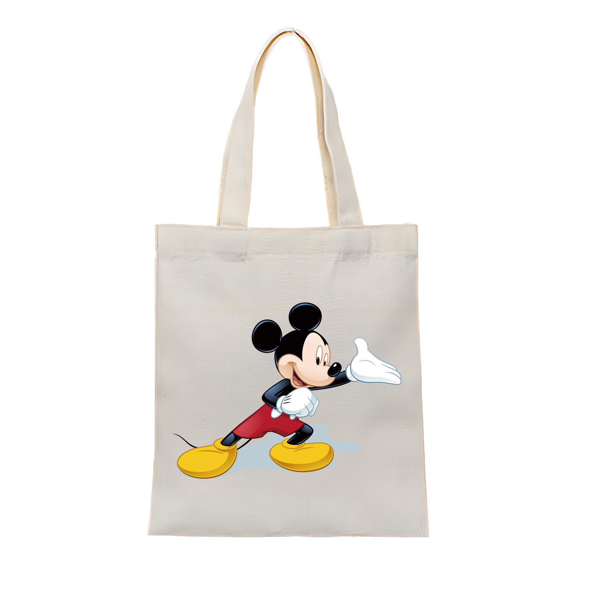 （画像用） ミッキーマウス Mickey Mouse 縦型キャンバス生地手提げバッグ　トートバッグ