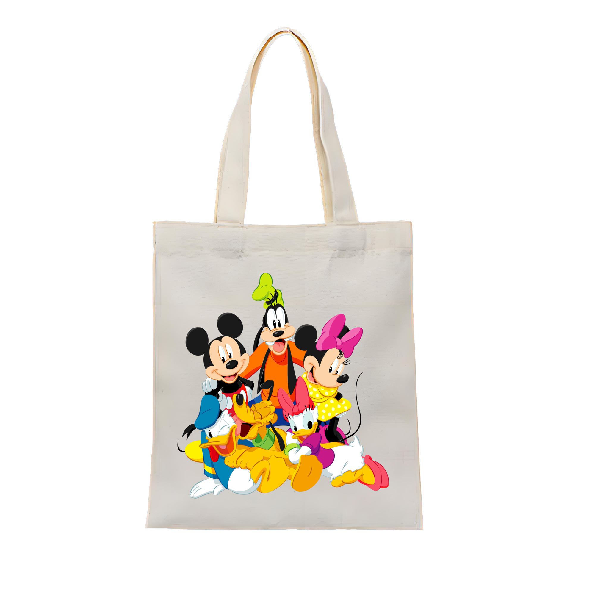 （画像用） ミッキーマウス Mickey Mouse 縦型キャンバス生地手提げバッグ　トートバッグ