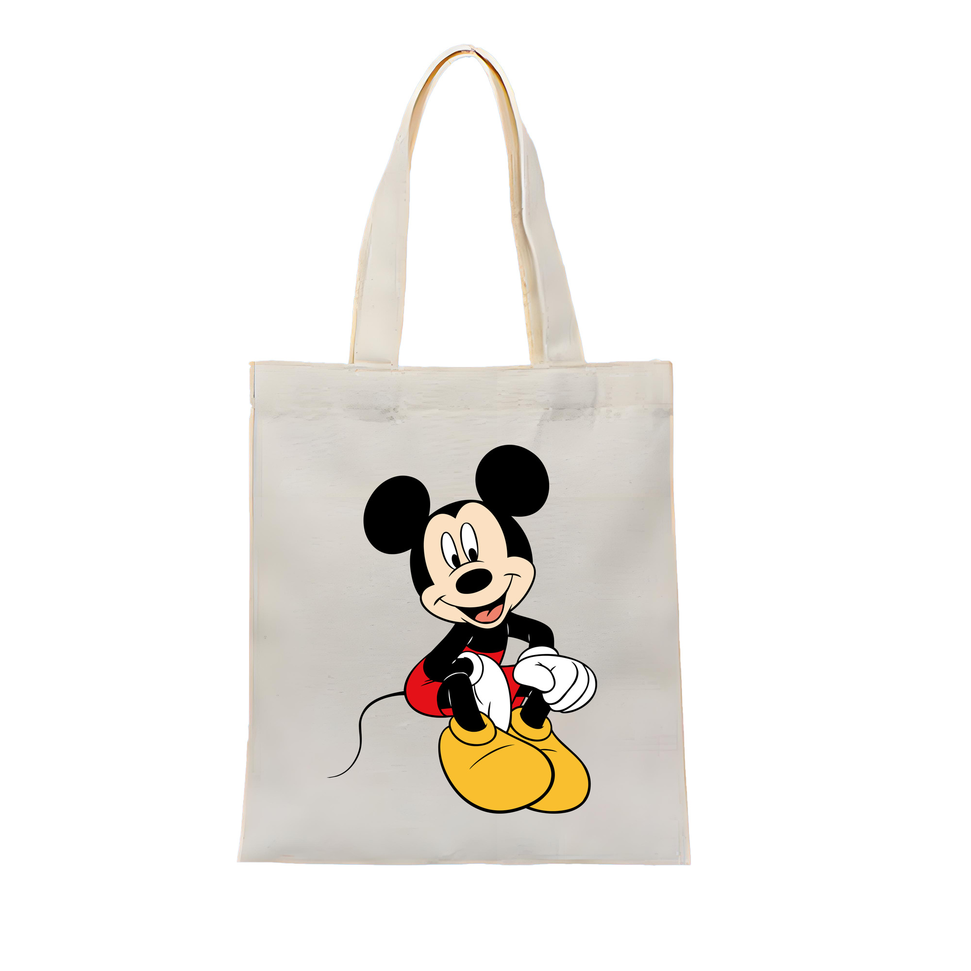（画像用） ミッキーマウス Mickey Mouse 縦型キャンバス生地手提げバッグ　トートバッグ