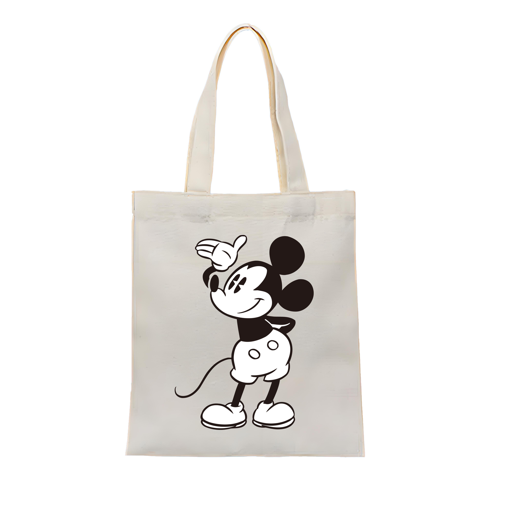 （画像用） ミッキーマウス Mickey Mouse 縦型キャンバス生地手提げバッグ　トートバッグ