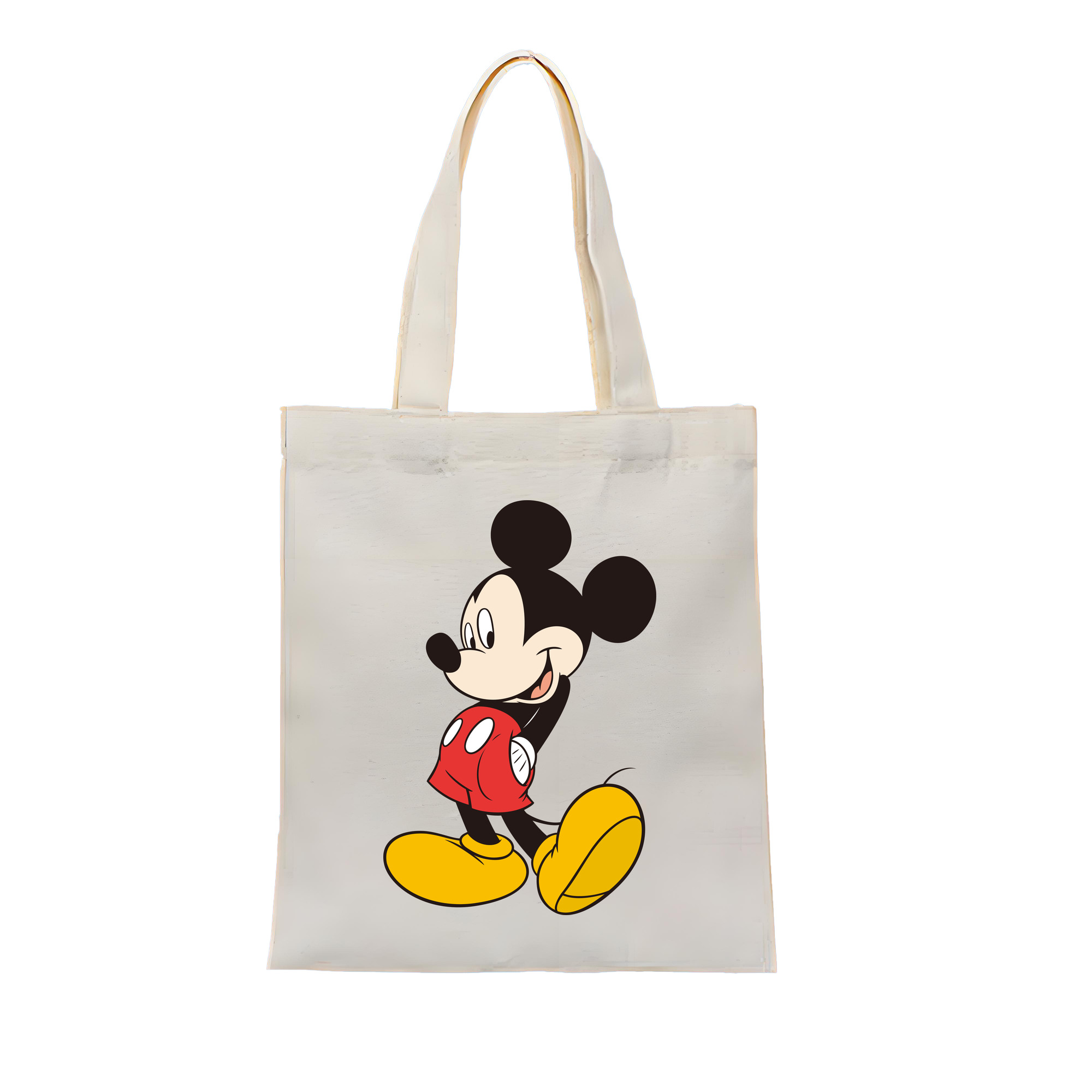 （画像用） ミッキーマウス Mickey Mouse 縦型キャンバス生地手提げバッグ　トートバッグ