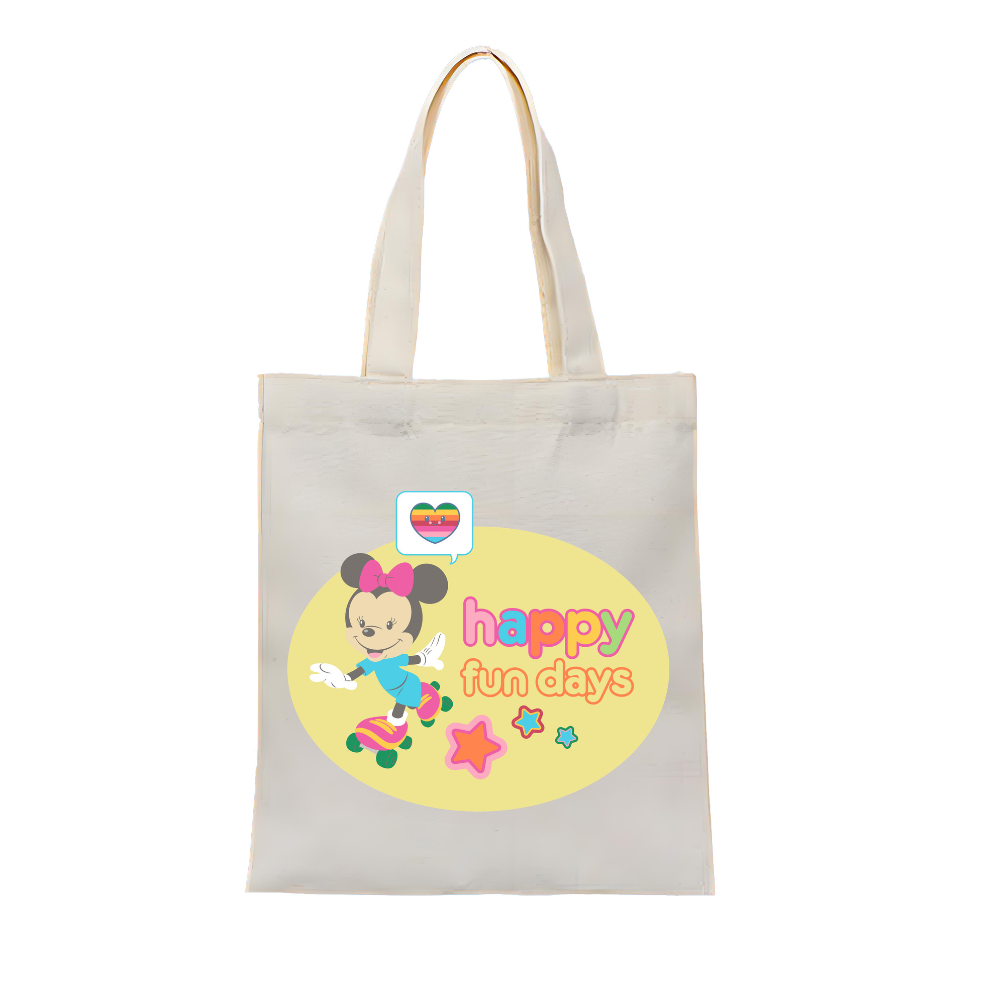 （画像用） ミッキーマウス Mickey Mouse 縦型キャンバス生地手提げバッグ　トートバッグ