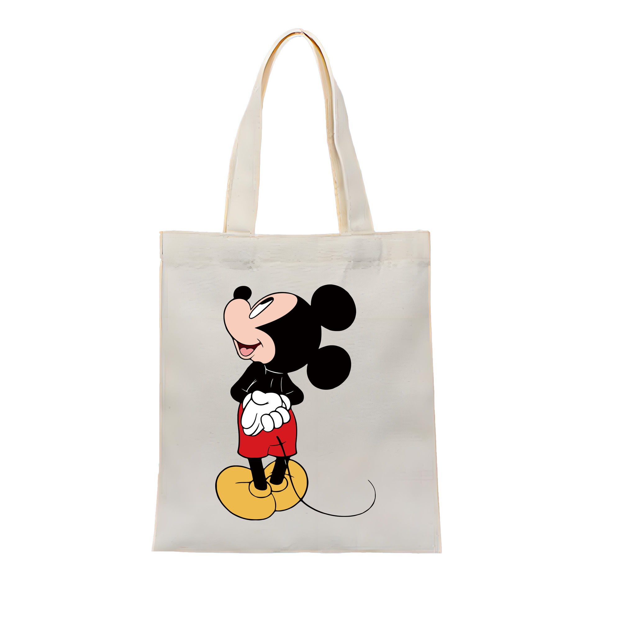 （画像用） ミッキーマウス Mickey Mouse 縦型キャンバス生地手提げバッグ　トートバッグ