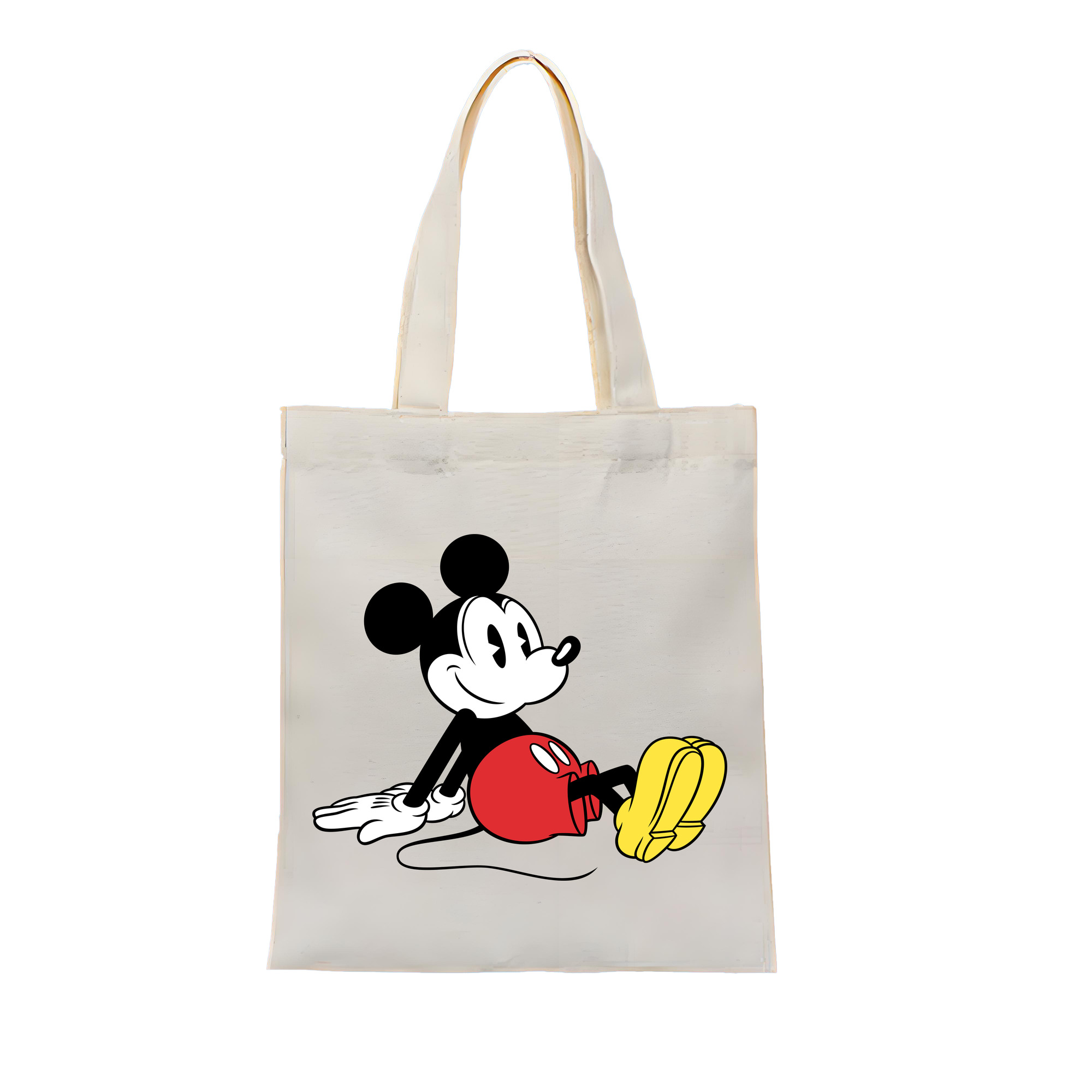 （画像用） ミッキーマウス Mickey Mouse 縦型キャンバス生地手提げバッグ　トートバッグ