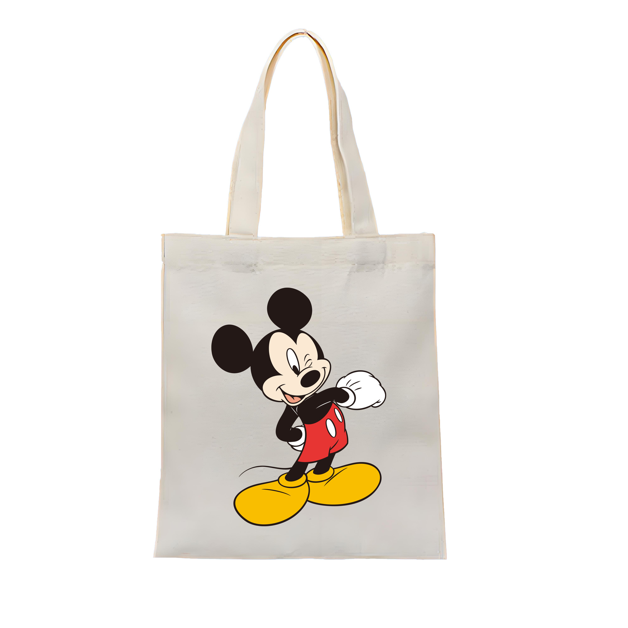 （画像用） ミッキーマウス Mickey Mouse 縦型キャンバス生地手提げバッグ　トートバッグ