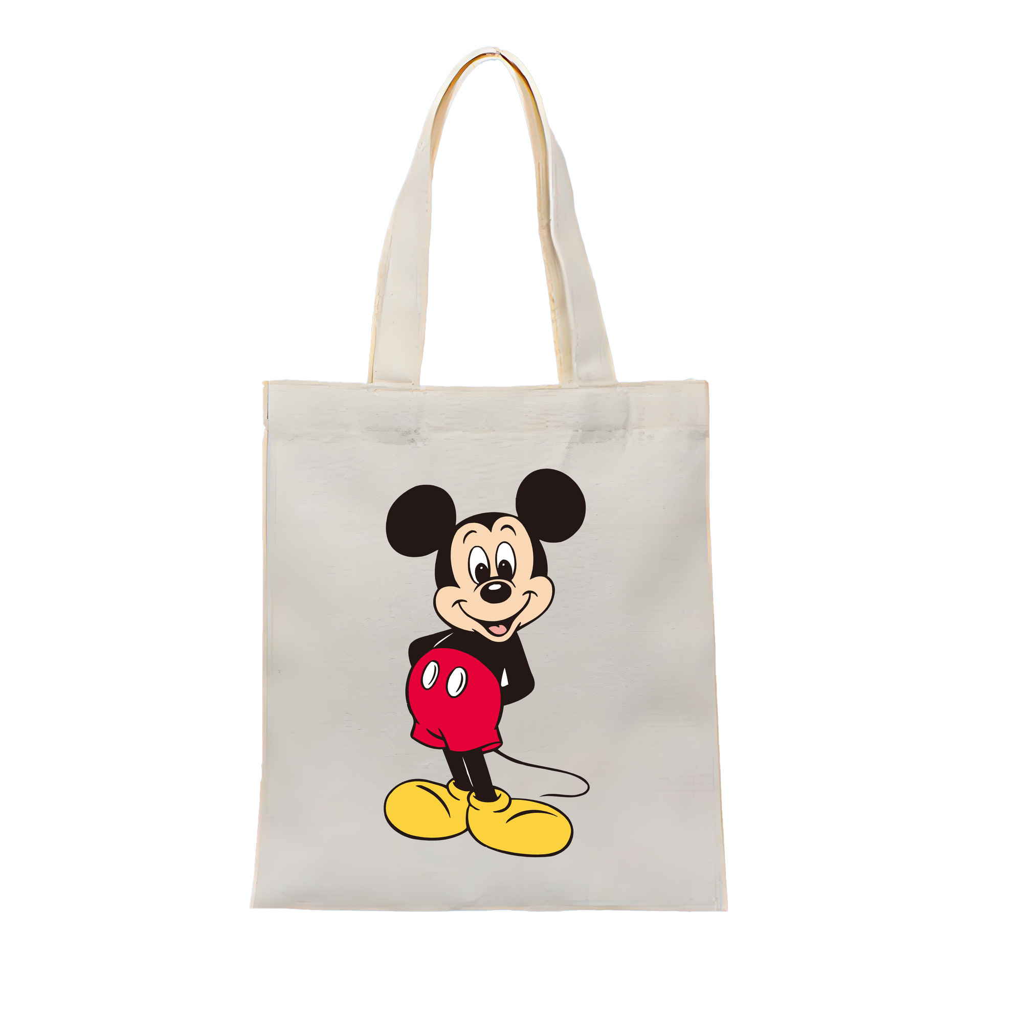 （画像用） ミッキーマウス Mickey Mouse 縦型キャンバス生地手提げバッグ　トートバッグ