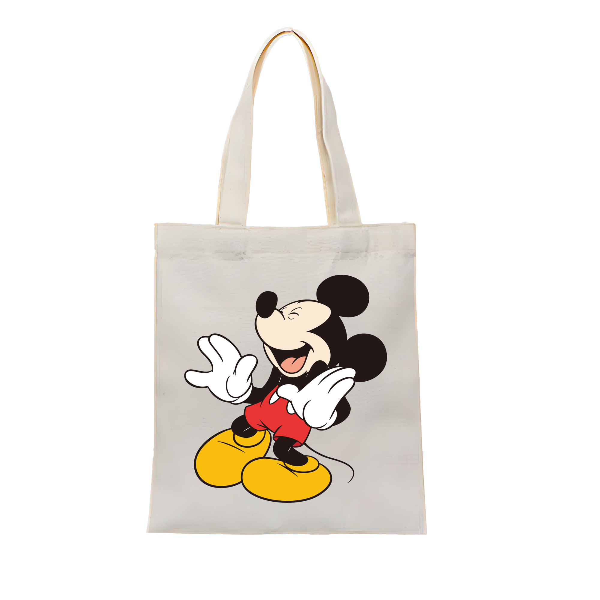（画像用） ミッキーマウス Mickey Mouse 縦型キャンバス生地手提げバッグ　トートバッグ