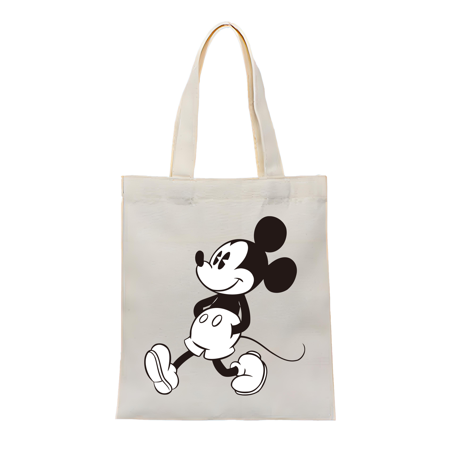 （画像用） ミッキーマウス Mickey Mouse 縦型キャンバス生地手提げバッグ　トートバッグ