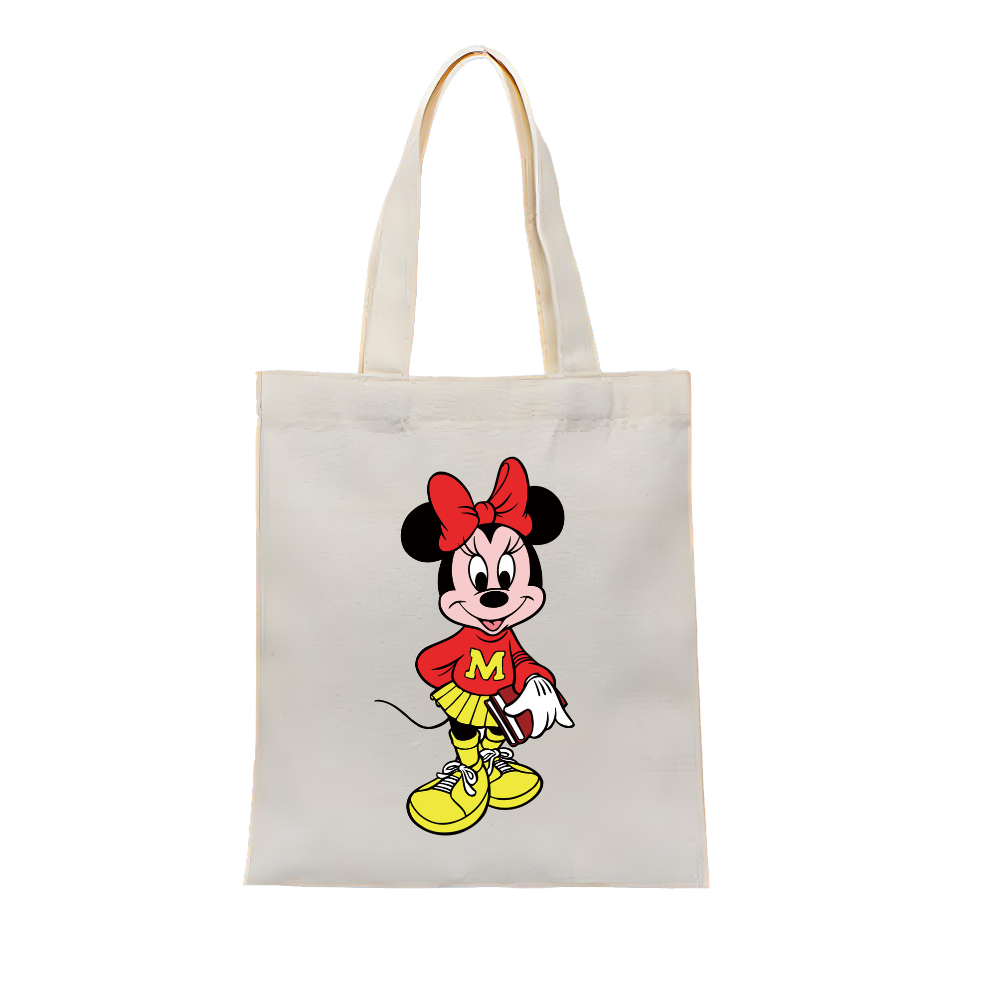 （画像用） ミッキーマウス Mickey Mouse 縦型キャンバス生地手提げバッグ　トートバッグ
