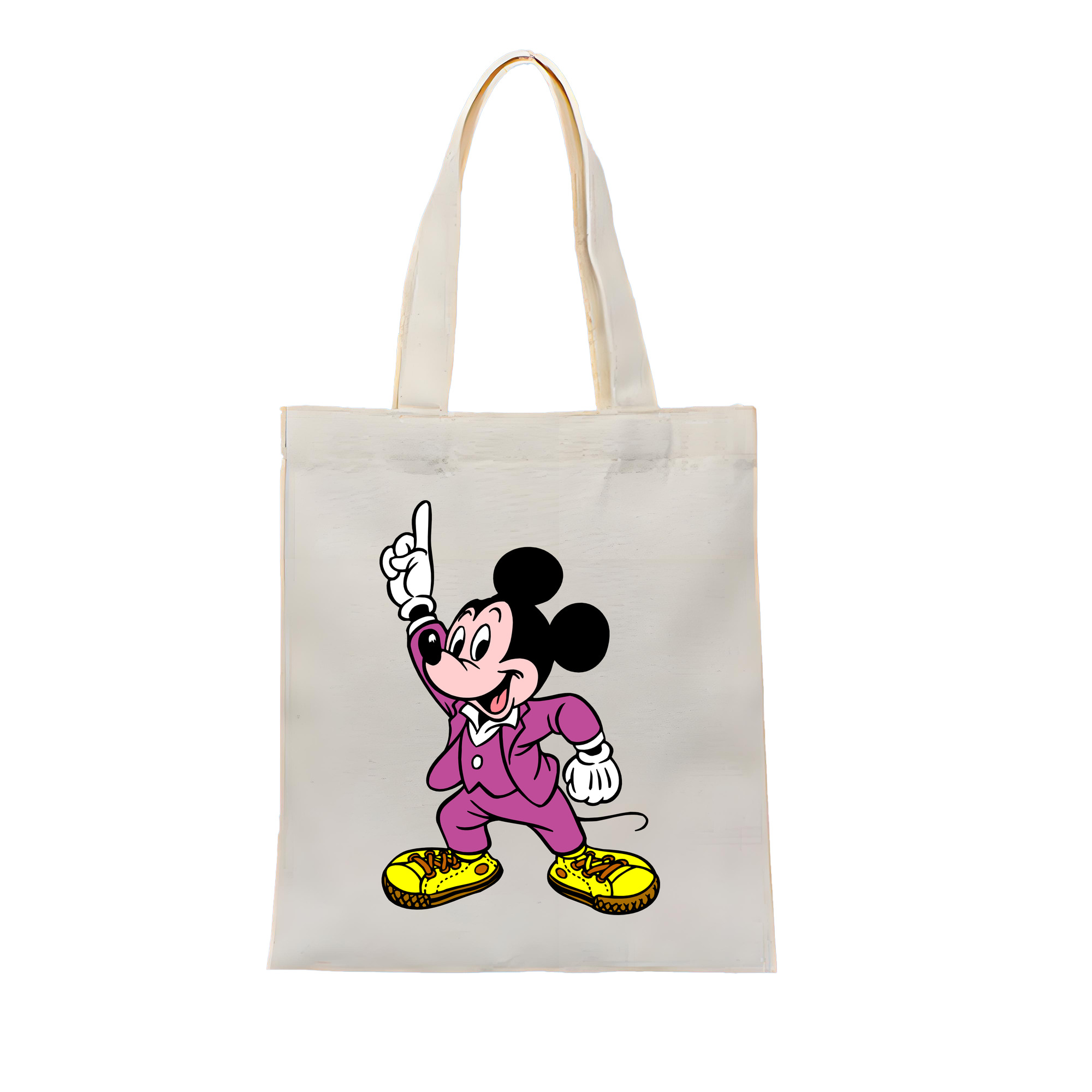 （画像用） ミッキーマウス Mickey Mouse 縦型キャンバス生地手提げバッグ　トートバッグ