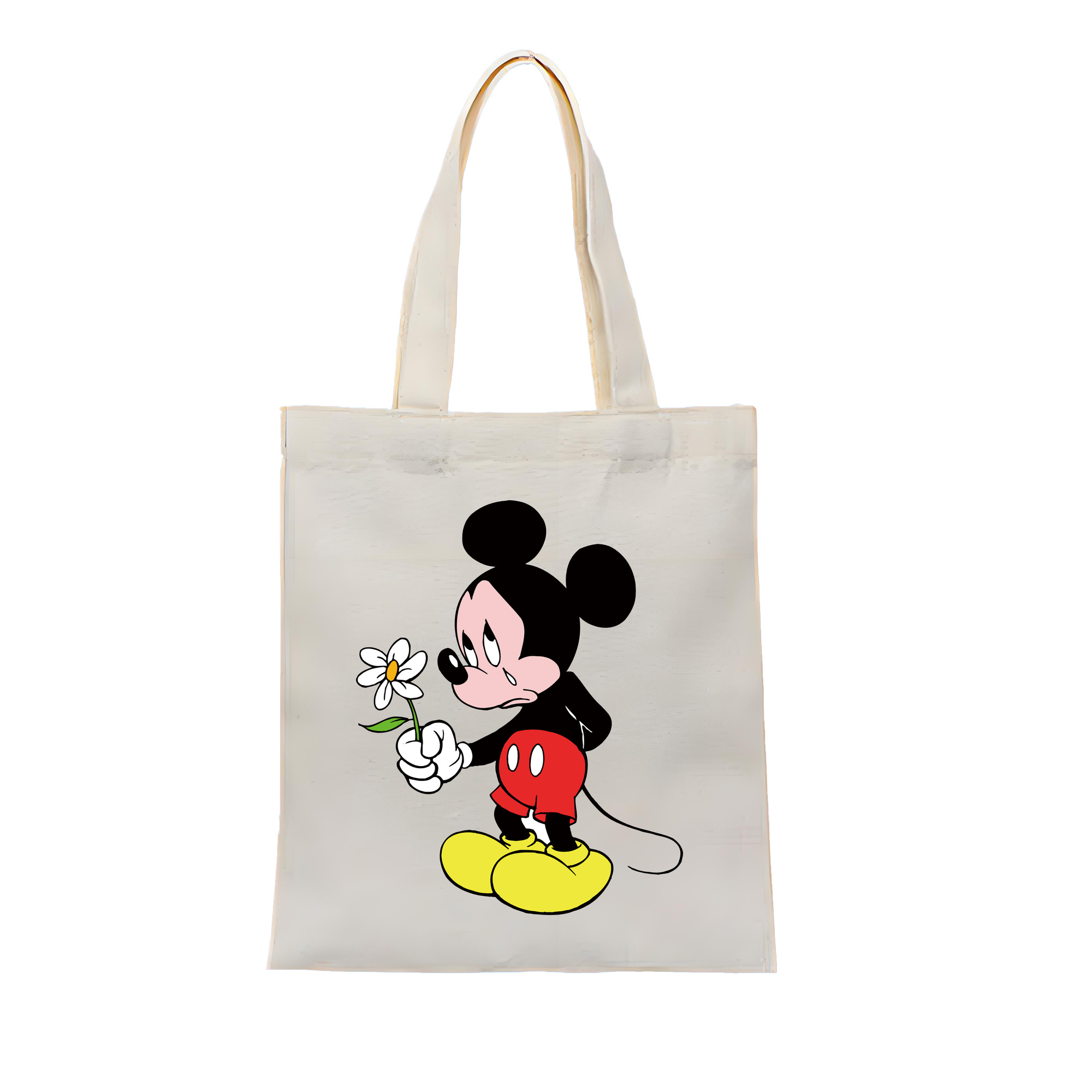 （画像用） ミッキーマウス Mickey Mouse 縦型キャンバス生地手提げバッグ　トートバッグ