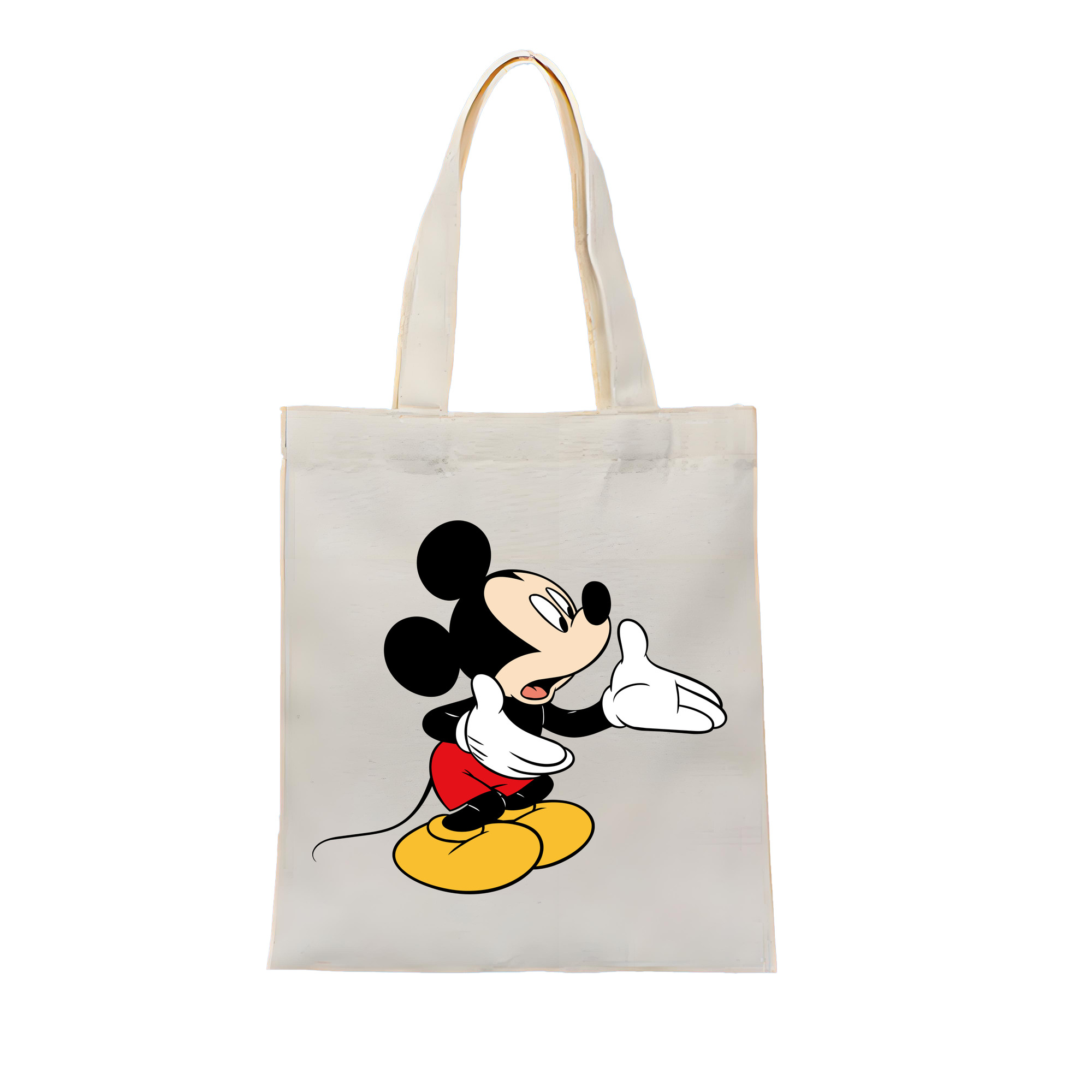（画像用） ミッキーマウス Mickey Mouse 縦型キャンバス生地手提げバッグ　トートバッグ