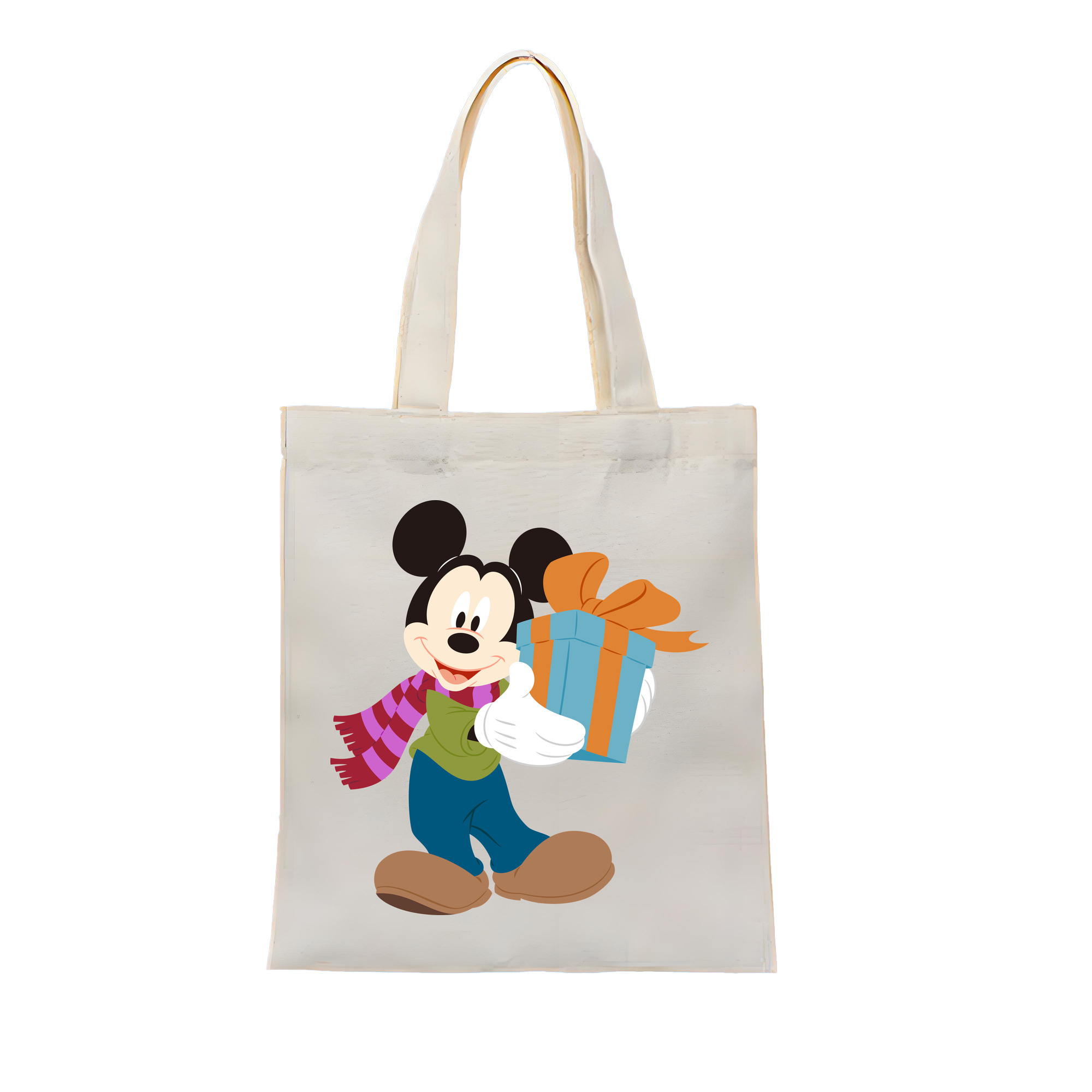（画像用） ミッキーマウス Mickey Mouse 縦型キャンバス生地手提げバッグ　トートバッグ