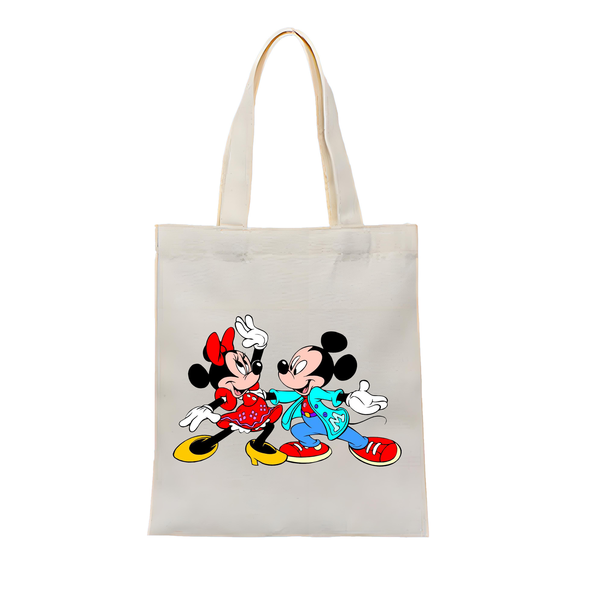 （画像用） ミッキーマウス Mickey Mouse 縦型キャンバス生地手提げバッグ　トートバッグ