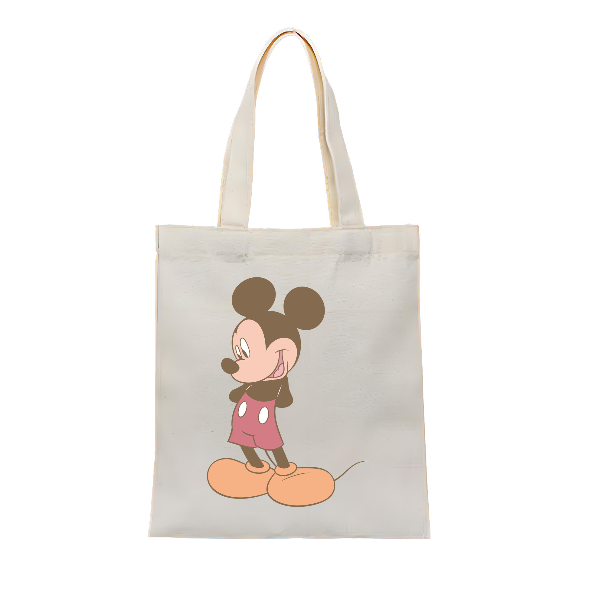 （画像用） ミッキーマウス Mickey Mouse 縦型キャンバス生地手提げバッグ　トートバッグ