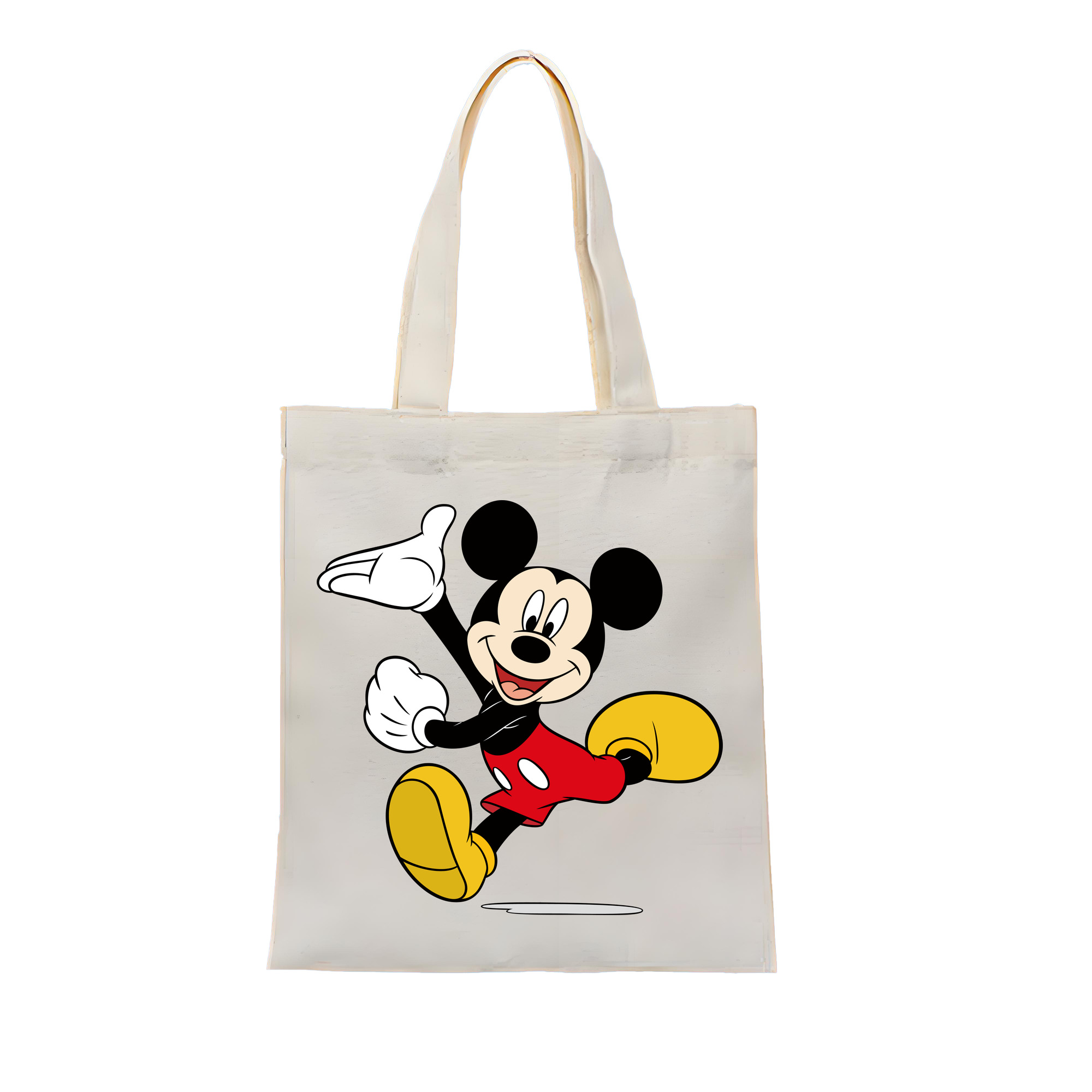 （画像用） ミッキーマウス Mickey Mouse 縦型キャンバス生地手提げバッグ　トートバッグ