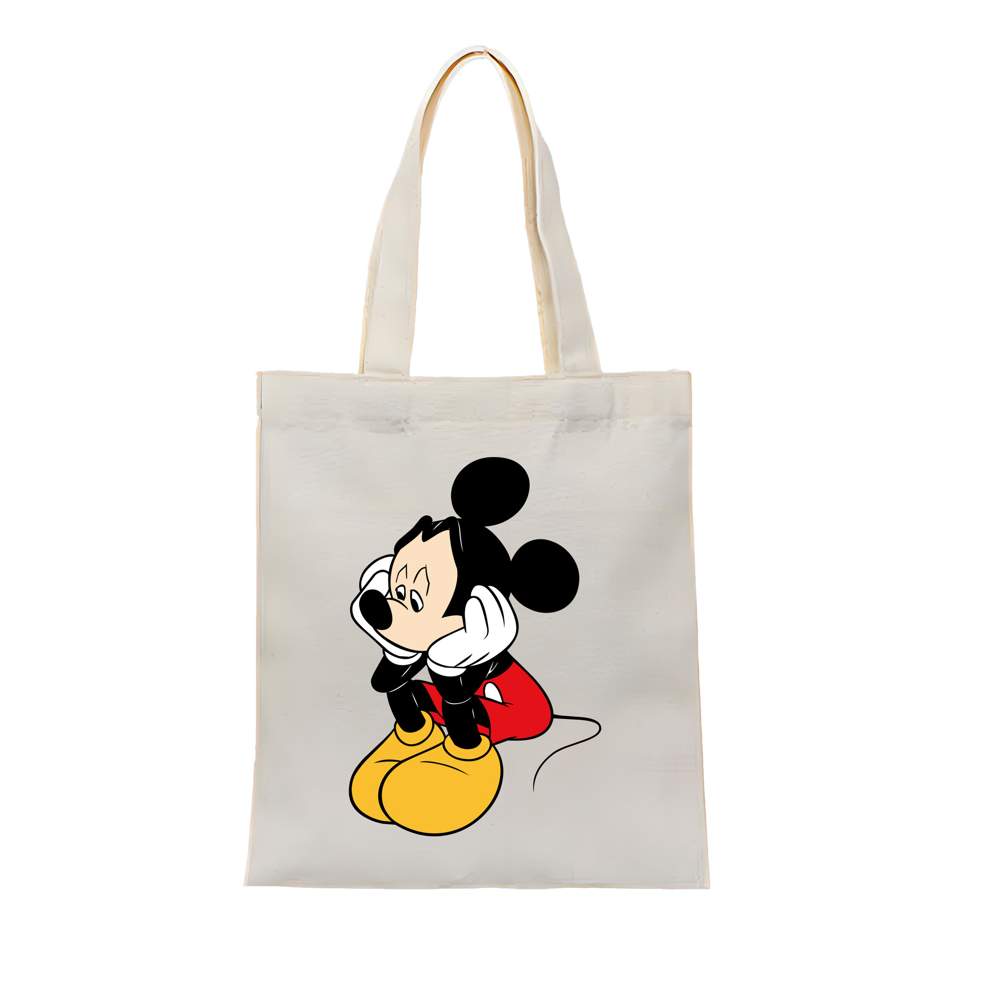 （画像用） ミッキーマウス Mickey Mouse 縦型キャンバス生地手提げバッグ　トートバッグ