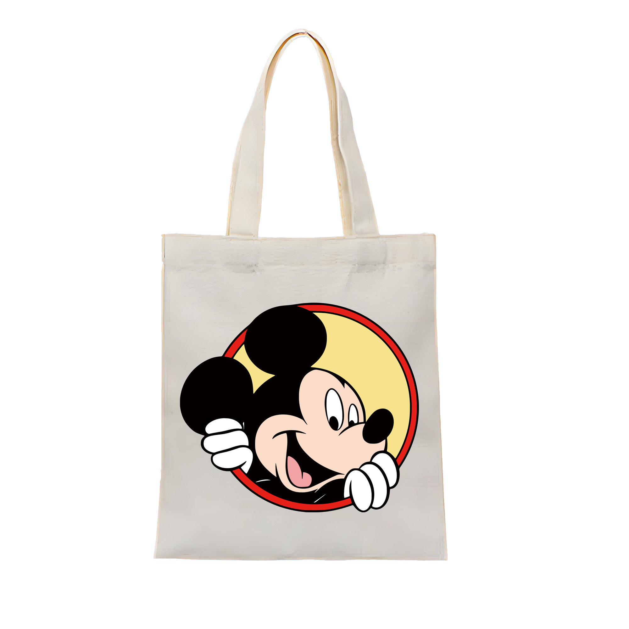 （画像用） ミッキーマウス Mickey Mouse 縦型キャンバス生地手提げバッグ　トートバッグ