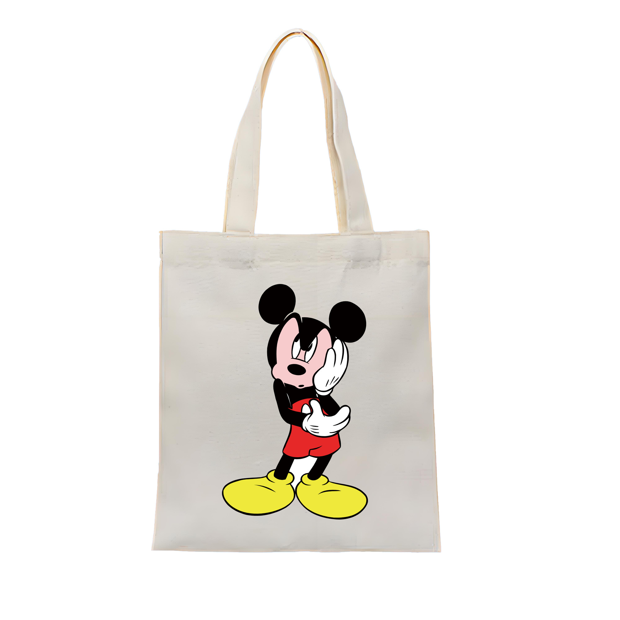 （画像用） ミッキーマウス Mickey Mouse 縦型キャンバス生地手提げバッグ　トートバッグ