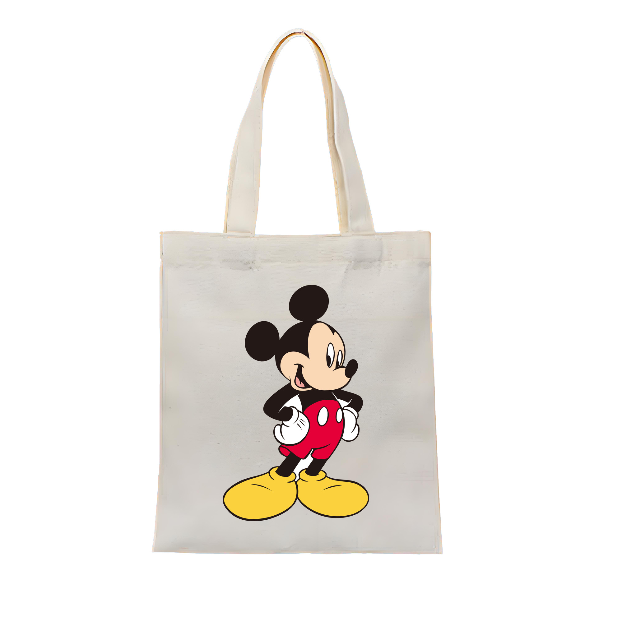 （画像用） ミッキーマウス Mickey Mouse 縦型キャンバス生地手提げバッグ　トートバッグ