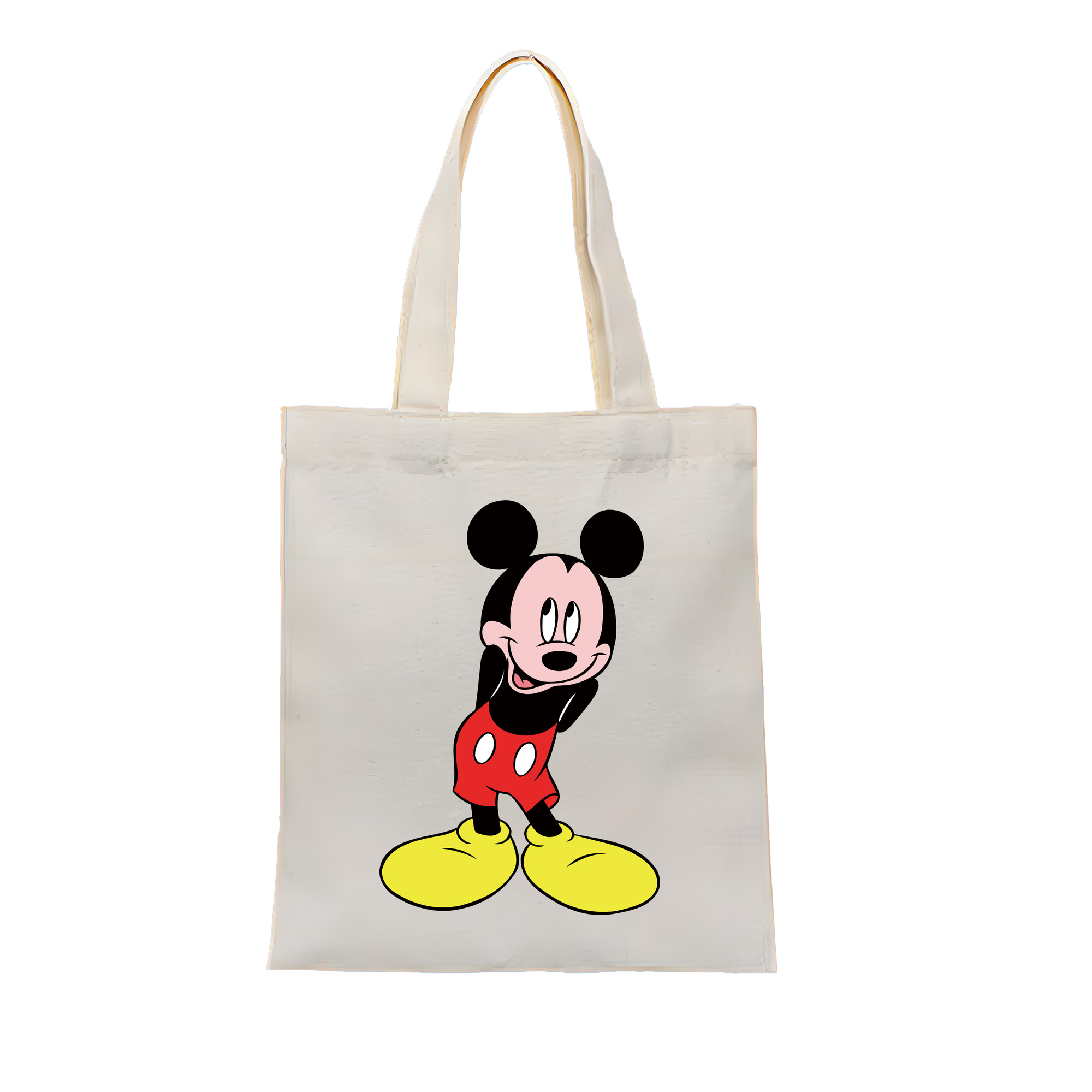 （画像用） ミッキーマウス Mickey Mouse 縦型キャンバス生地手提げバッグ　トートバッグ