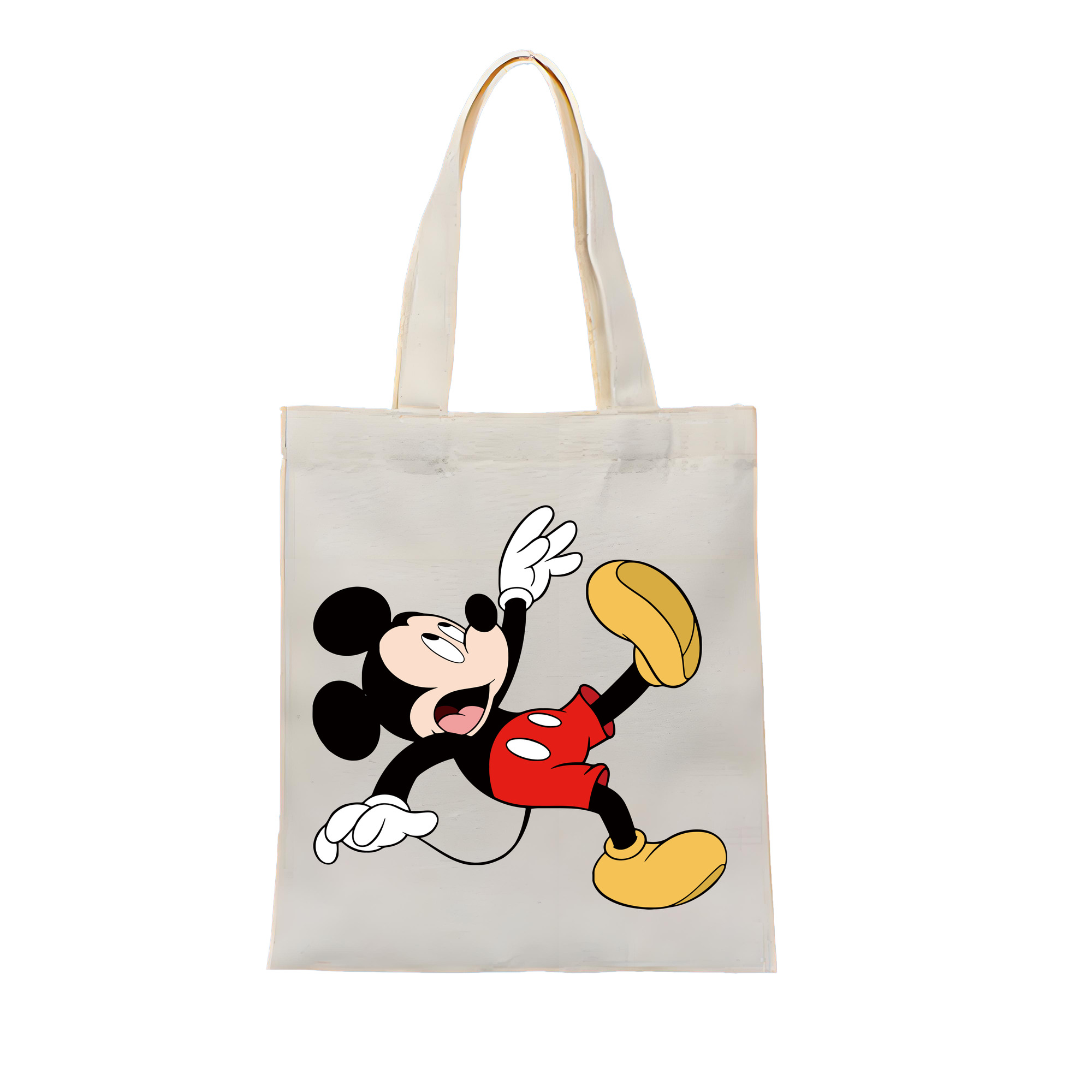 （画像用） ミッキーマウス Mickey Mouse 縦型キャンバス生地手提げバッグ　トートバッグ