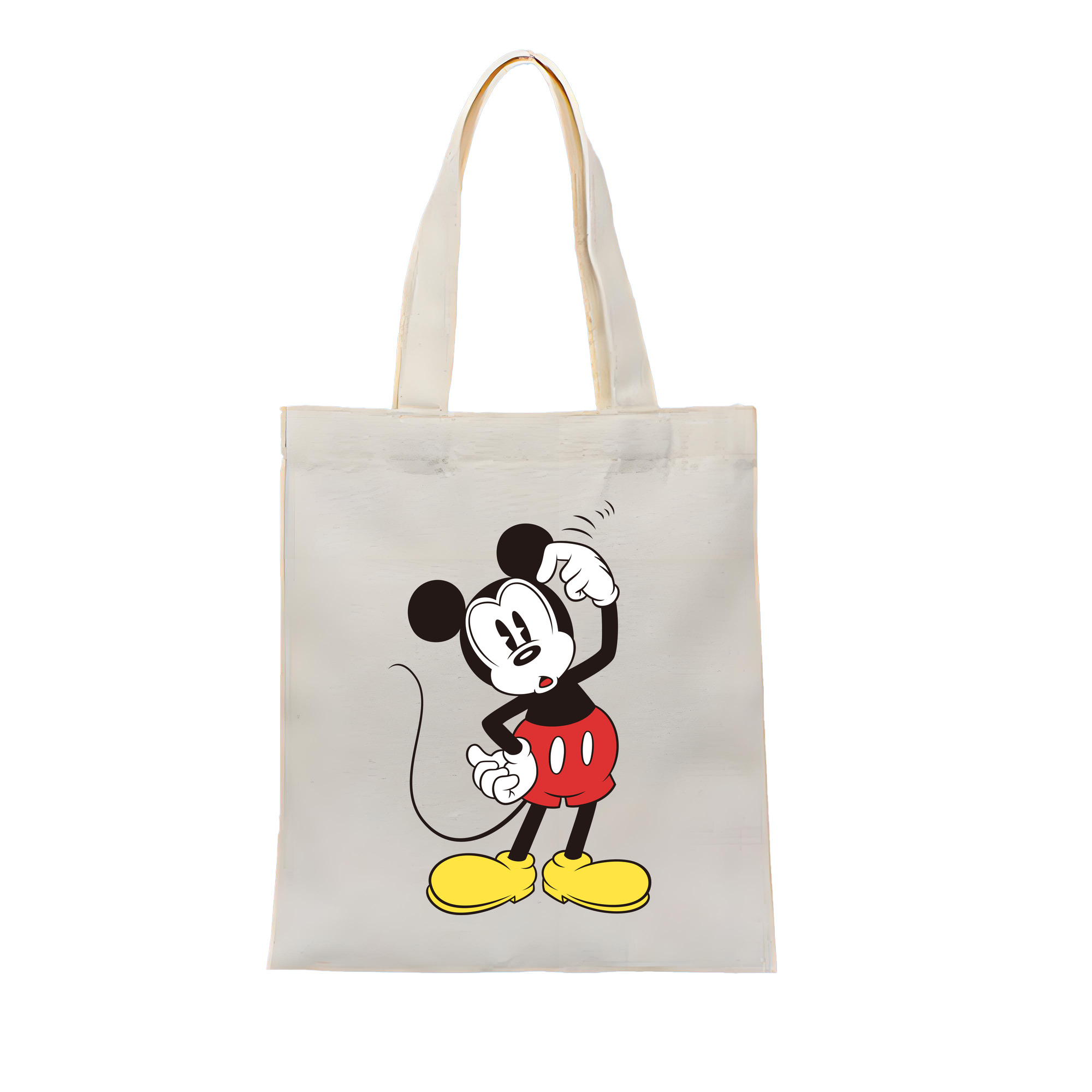 （画像用） ミッキーマウス Mickey Mouse 縦型キャンバス生地手提げバッグ　トートバッグ