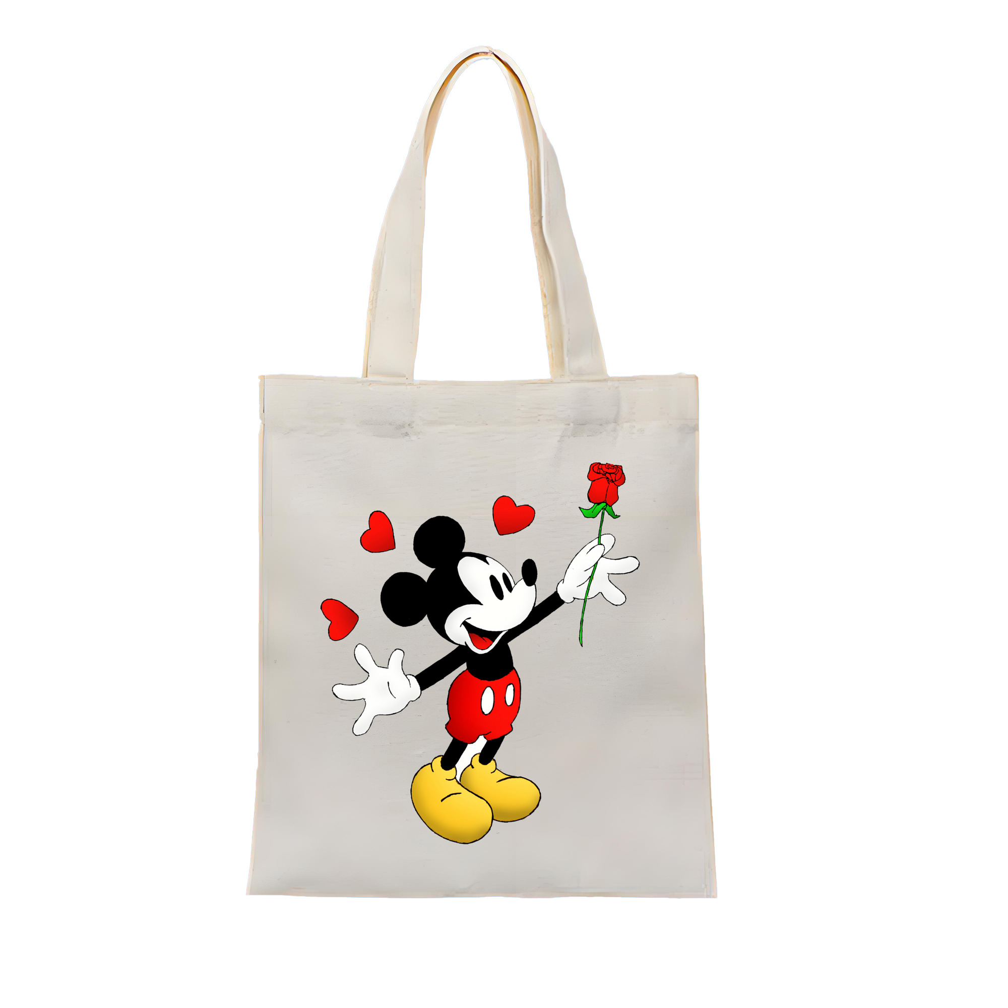（画像用） ミッキーマウス Mickey Mouse 縦型キャンバス生地手提げバッグ　トートバッグ