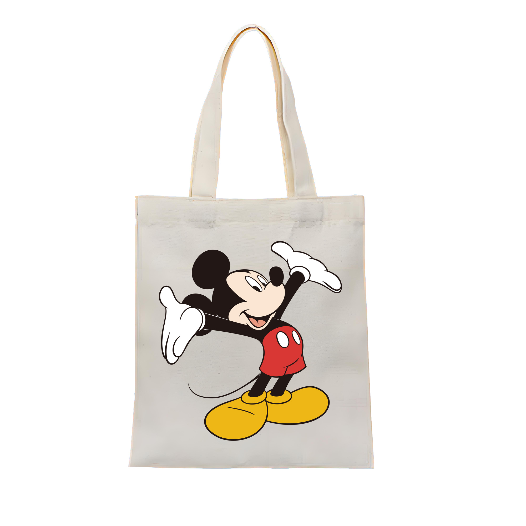 （画像用） ミッキーマウス Mickey Mouse 縦型キャンバス生地手提げバッグ　トートバッグ
